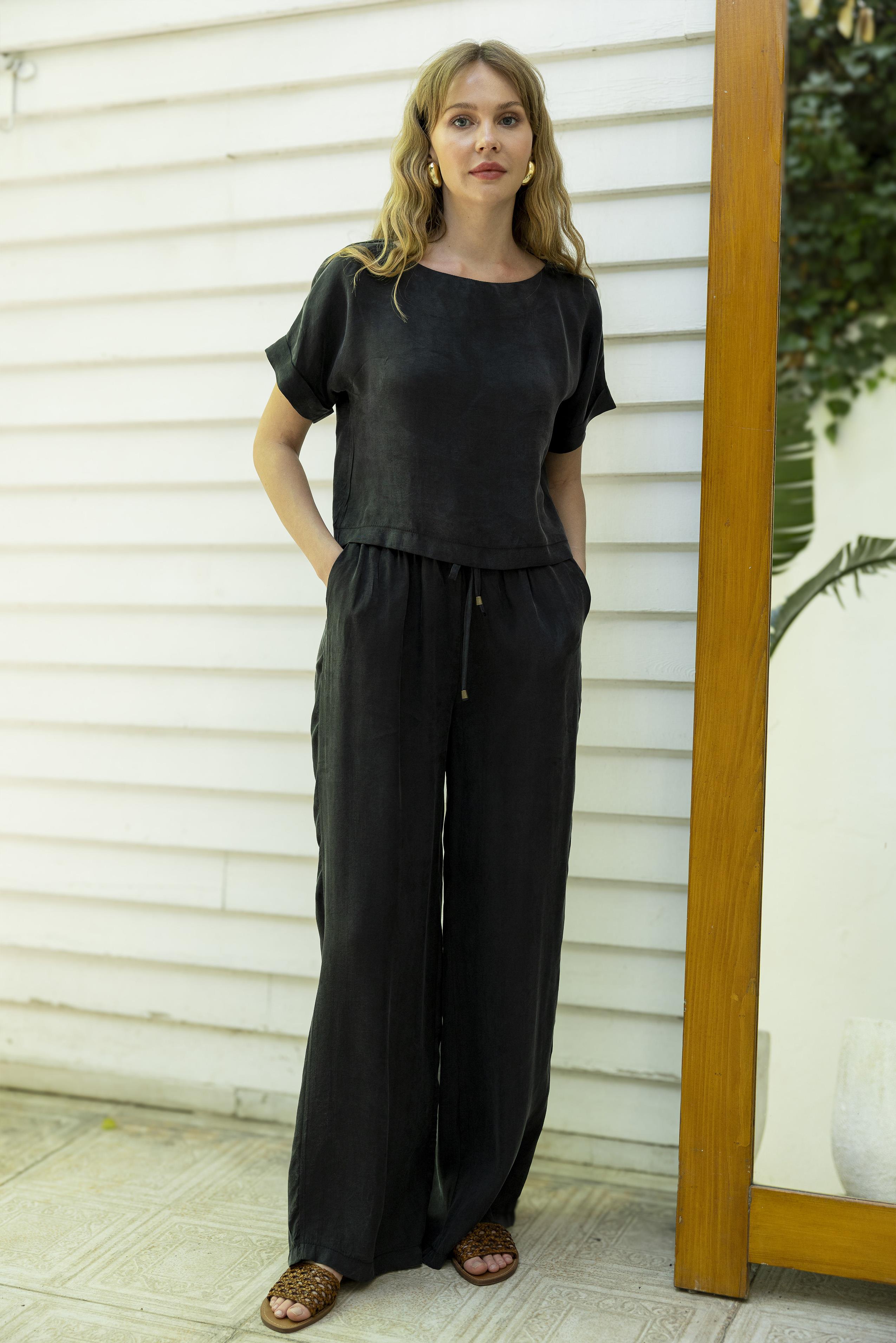 51163 BLUZ PANTOLON TAKIM SİYAH