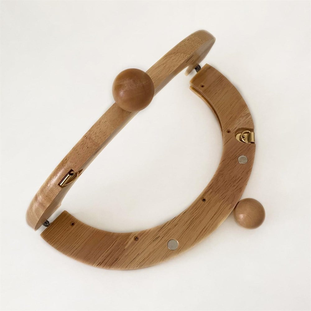 Ahşap Oval Boncuklu Burs 20 Cm Açık Kahve