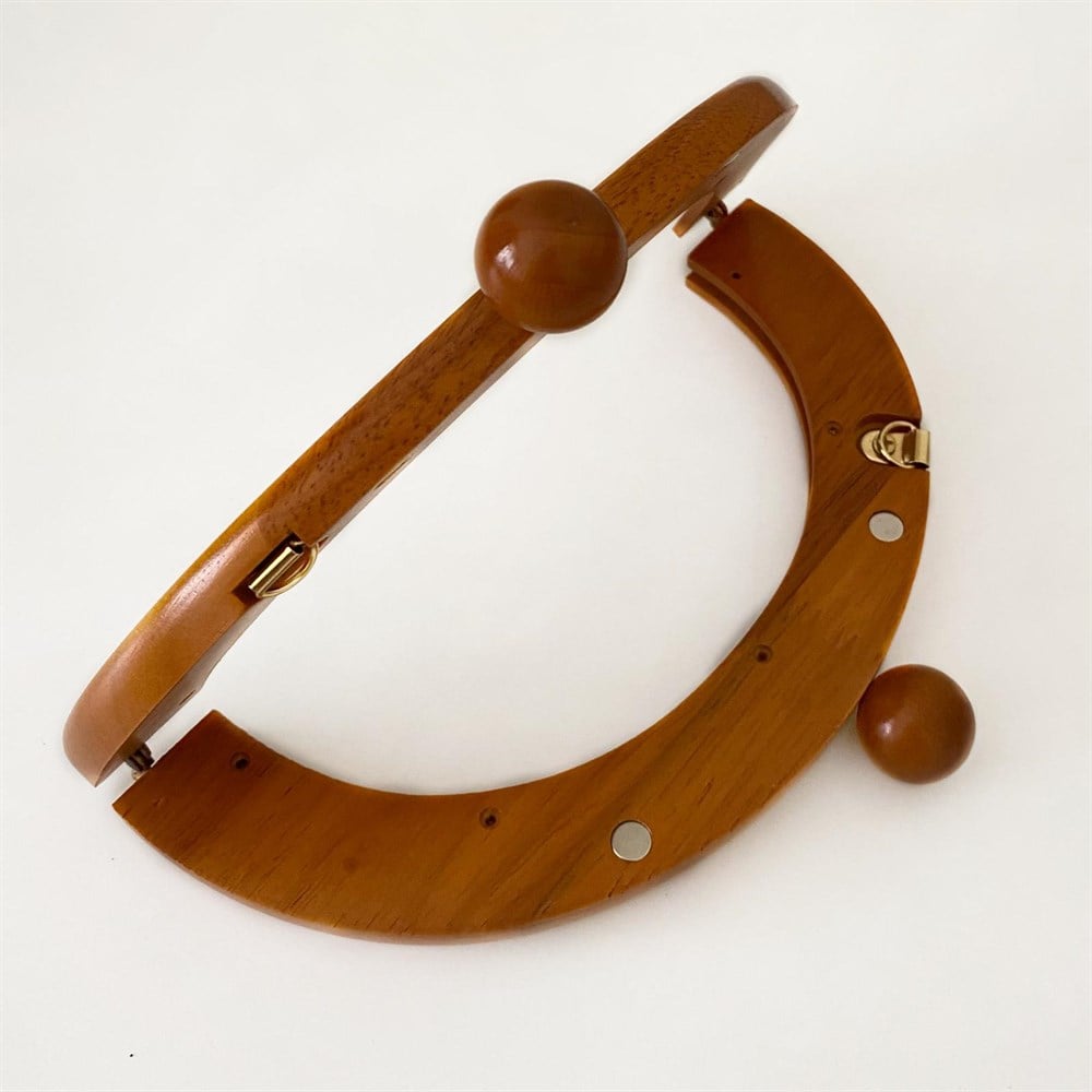 Ahşap Oval Boncuklu Burs 20 Cm Kahve