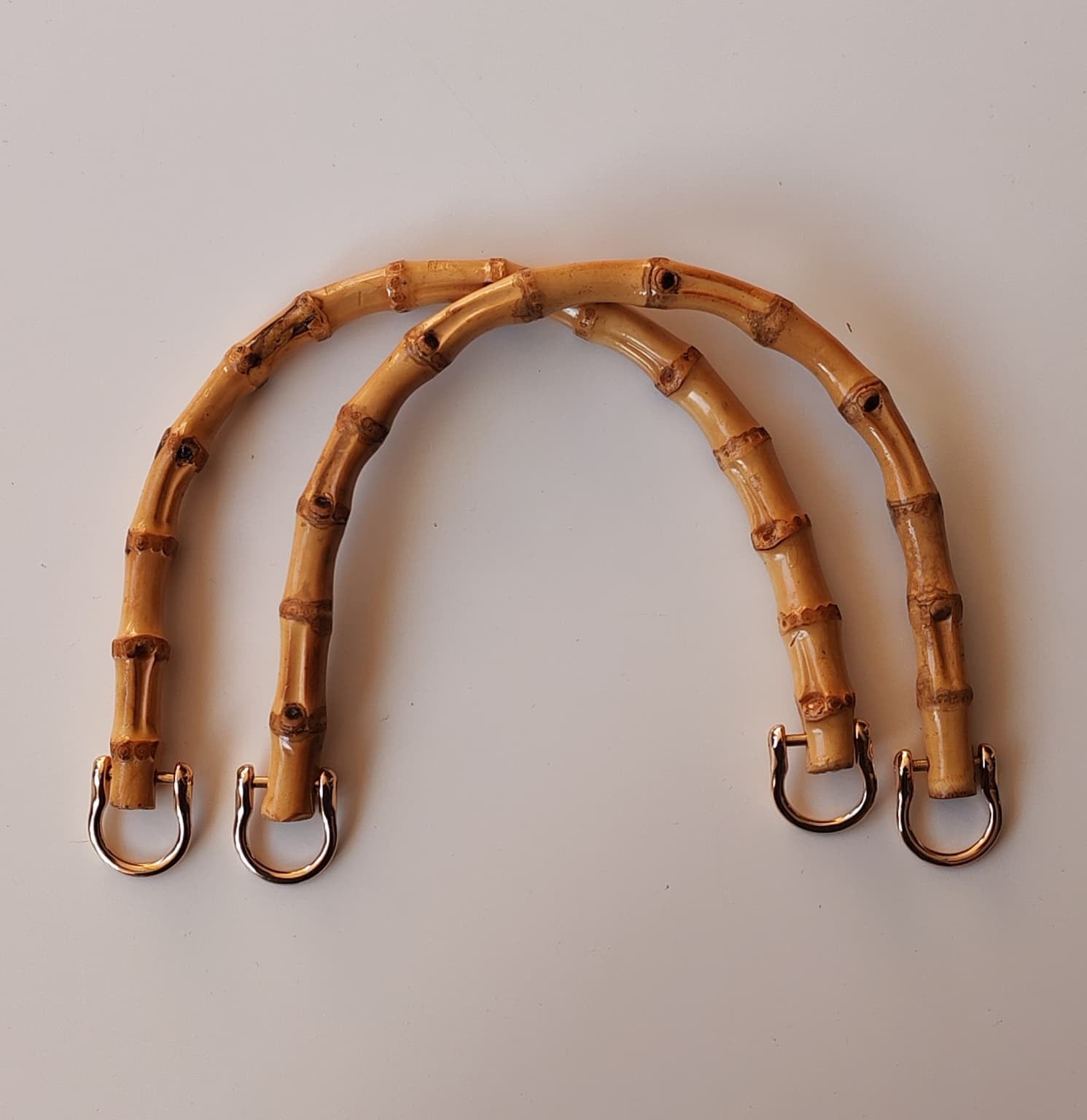 Bambu Çanta Sapı 16 X 18 Cm Altın Renk Uçlu  ( 1 Çift )