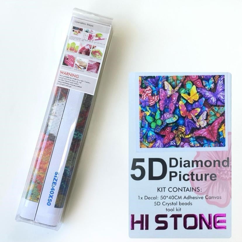 Boncuklu Taşlı Pano Mozaik Elmas Goblen Diamond Tablo 50 X 40 Cm Kelebek Ailesi