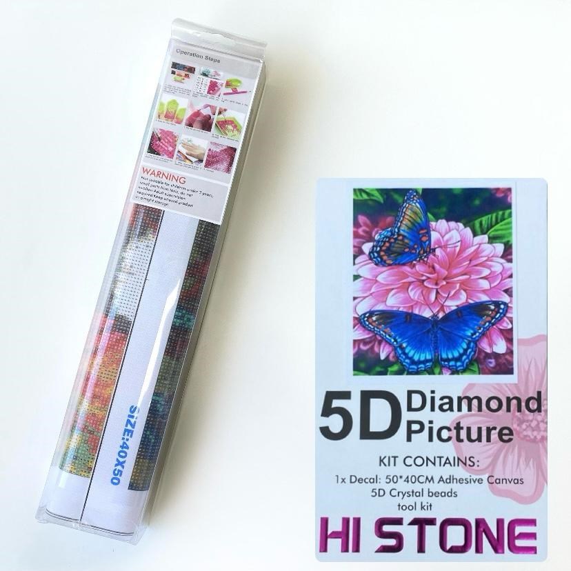 Boncuklu Taşlı Pano Mozaik Elmas Goblen Diamond Tablo 50 X 40 Cm Çiçek' De Kelebek