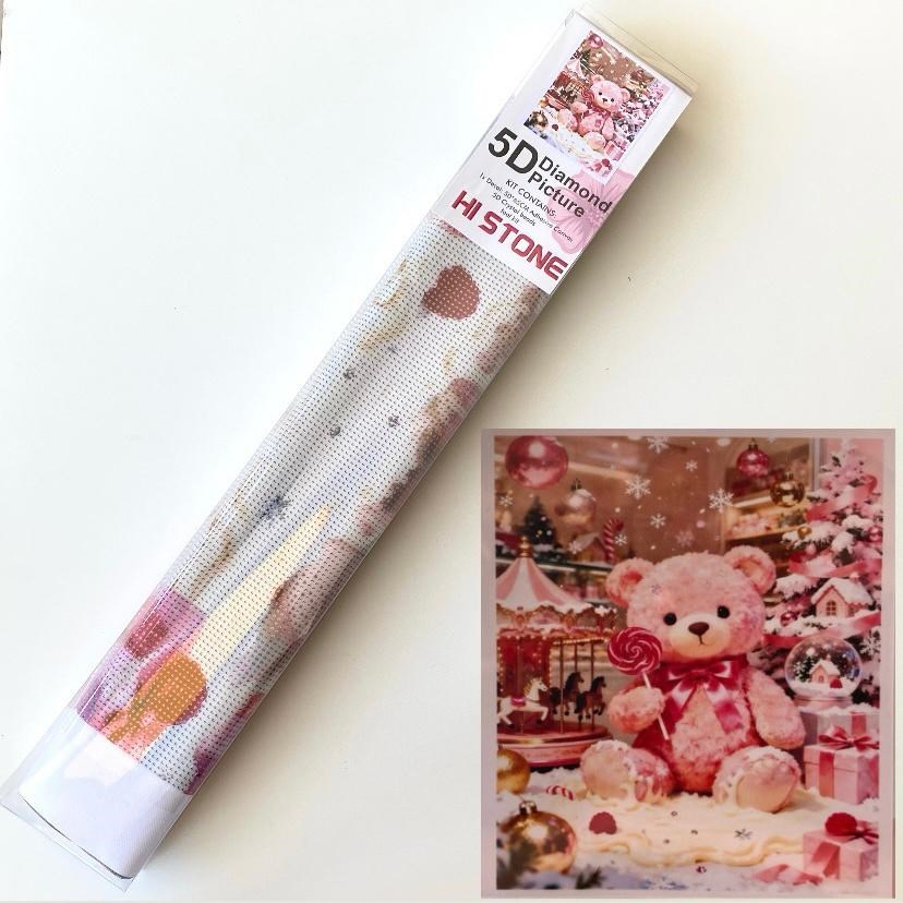 Boncuklu Taşlı Pano Mozaik Elmas Goblen Çocuklar İçin Diamond Tablo 50 X 65 Cm Yılbaşı Sevimli Ayısı