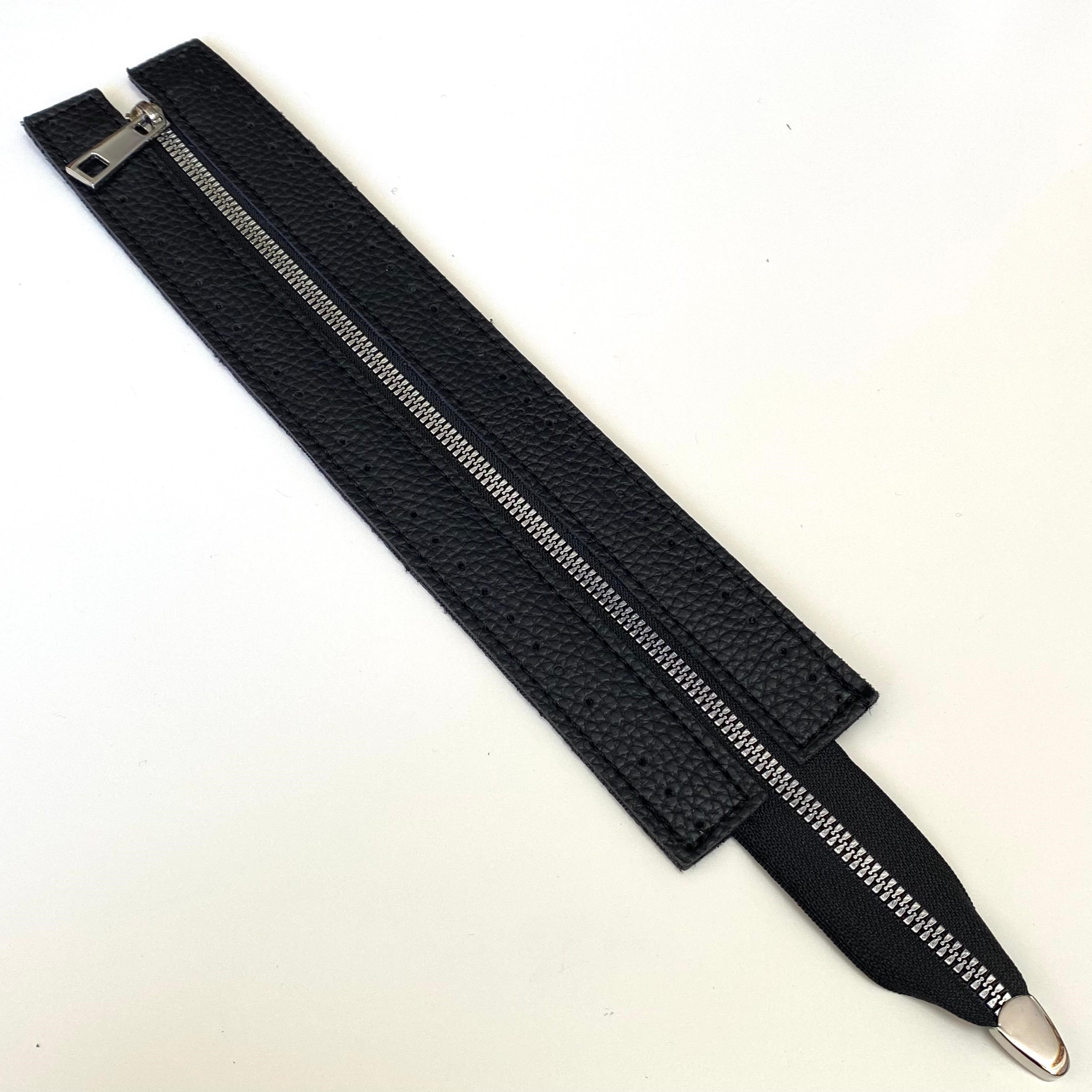 Dikilebilir Çanta Fermuarı Çanta Örgü Malzemesi 6 x 30 Cm Siyah - Gümüş