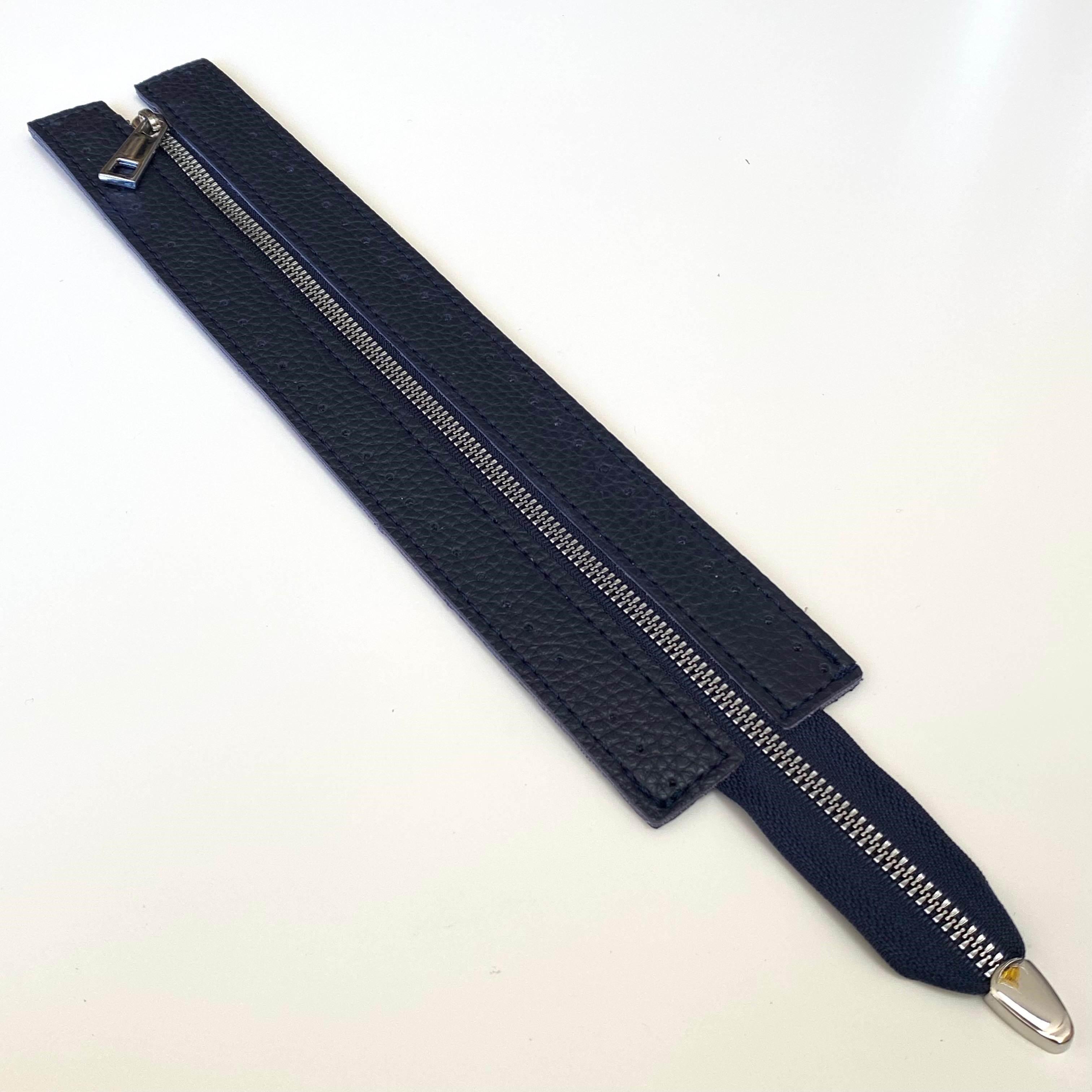 Dikilebilir Çanta Fermuarı Çanta Örgü Malzemesi 6 x 30 Cm Lacivert - Gümüş