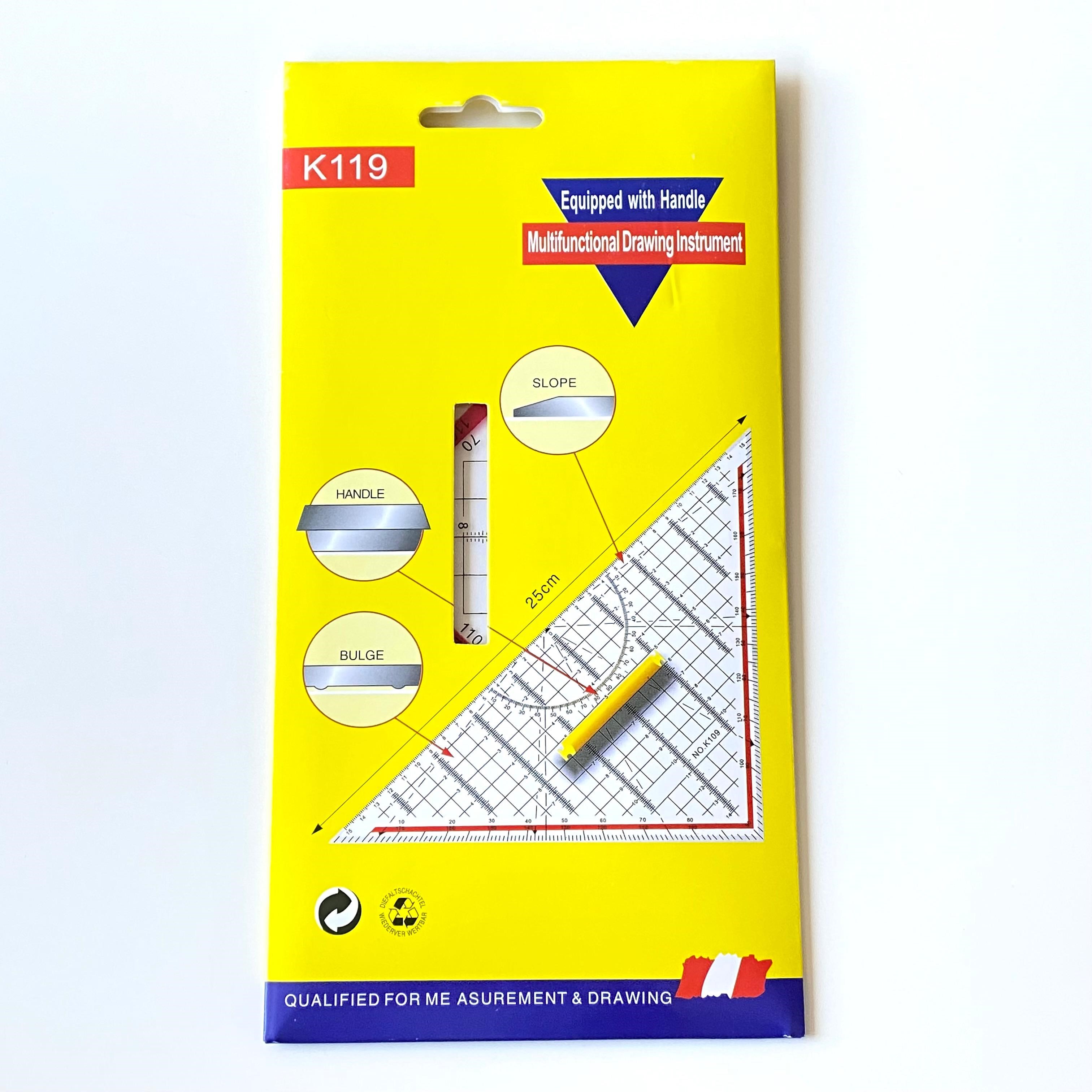 Geoder Cetvel Üçgen Terzi Dikiş Cetveli Şeffaf 25 Cm K119