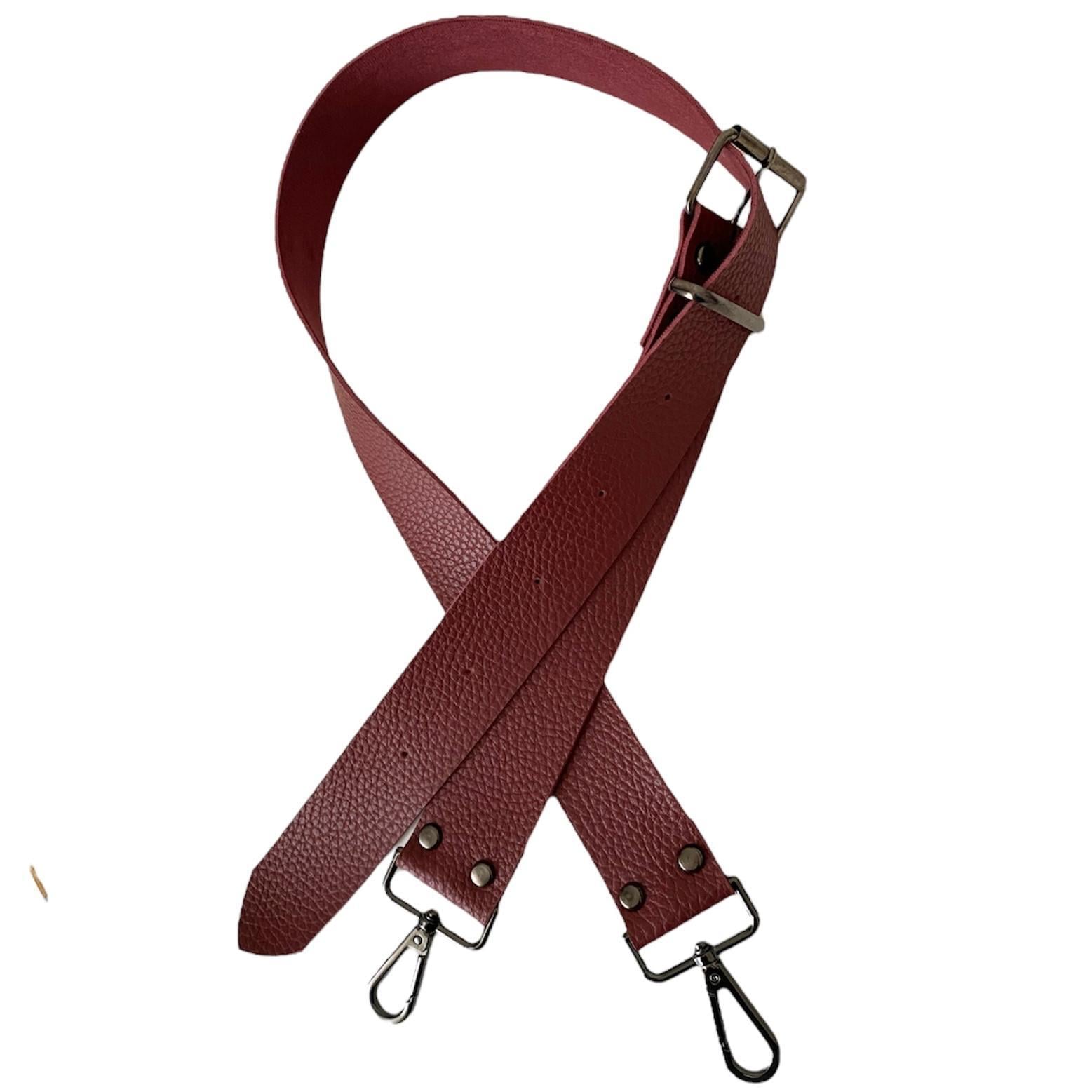 Kemer Tokalı Ayarlanabilir Çanta Askısı 130 cm* 4 Cm Bordo Renk Krom Kancalı