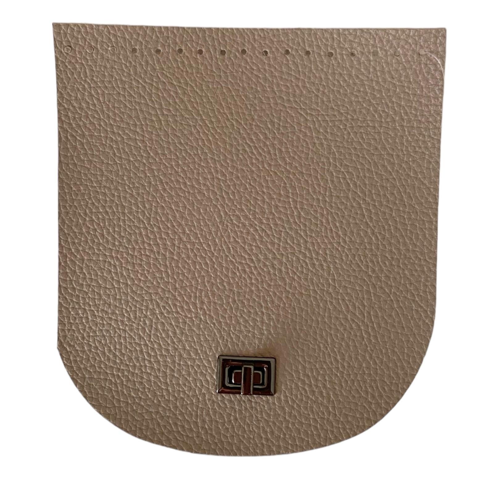 Kilitli Çanta Kapağı 18x 20 Cm Taş Renk Krom Klips