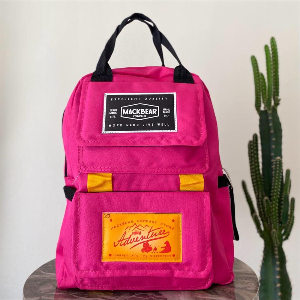 Mackbear Coffee Co. Unisex Sırt Çantası | Logolu Pembe Sırt Çantası