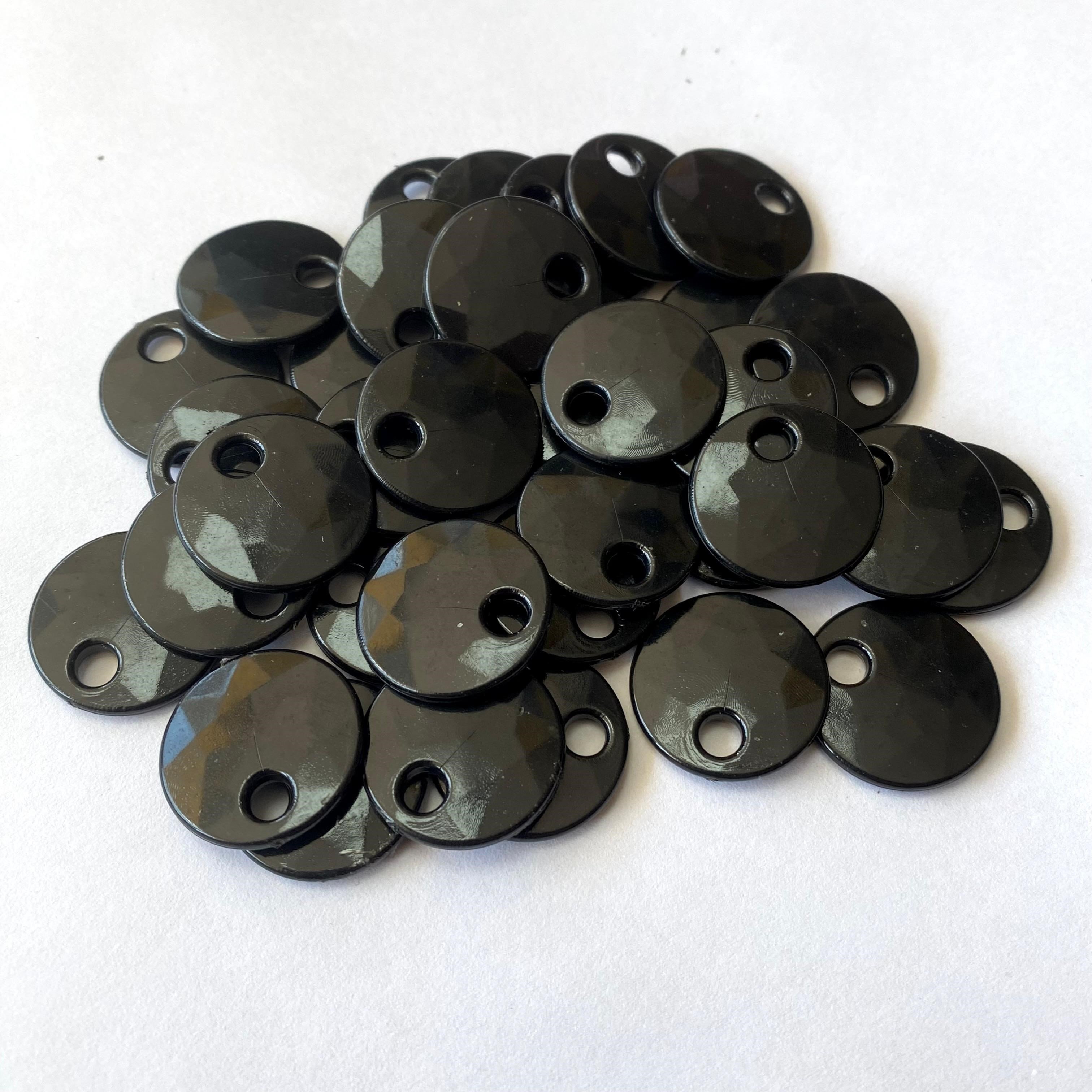 Sedef Görünümlü Plastik Çanta Ve Aksesuar Pulu  20 MM  +/- 140 Adet - 100 Gr Siyah Ebruli
