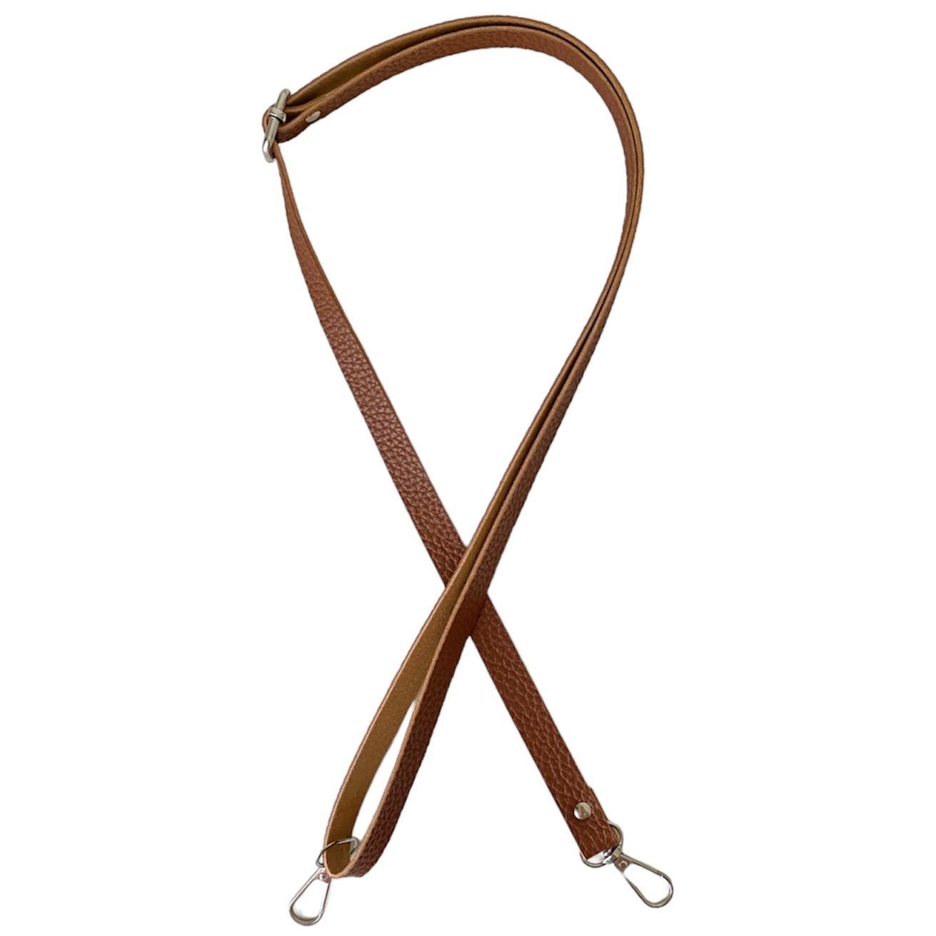 Sürgü Tokalı Çanta Askısı 135 cm* 1.5 Cm Taba Renk Gümüş Kancalı