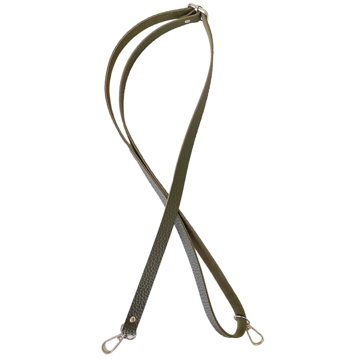 Sürgü Tokalı Çanta Askısı 135 cm* 1.5 Cm Haki Renk Gümüş Kancalı
