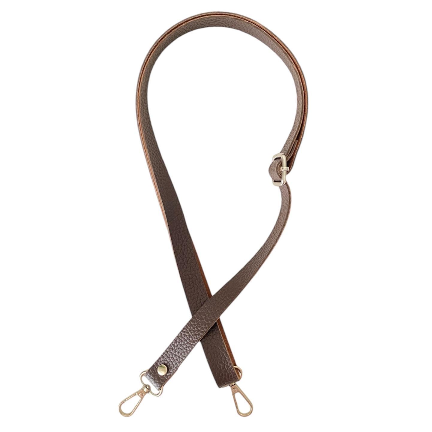 Sürgü Tokalı Çanta Askısı 135 cm* 2 Cm Kahve Renk Gümüş Kancalı
