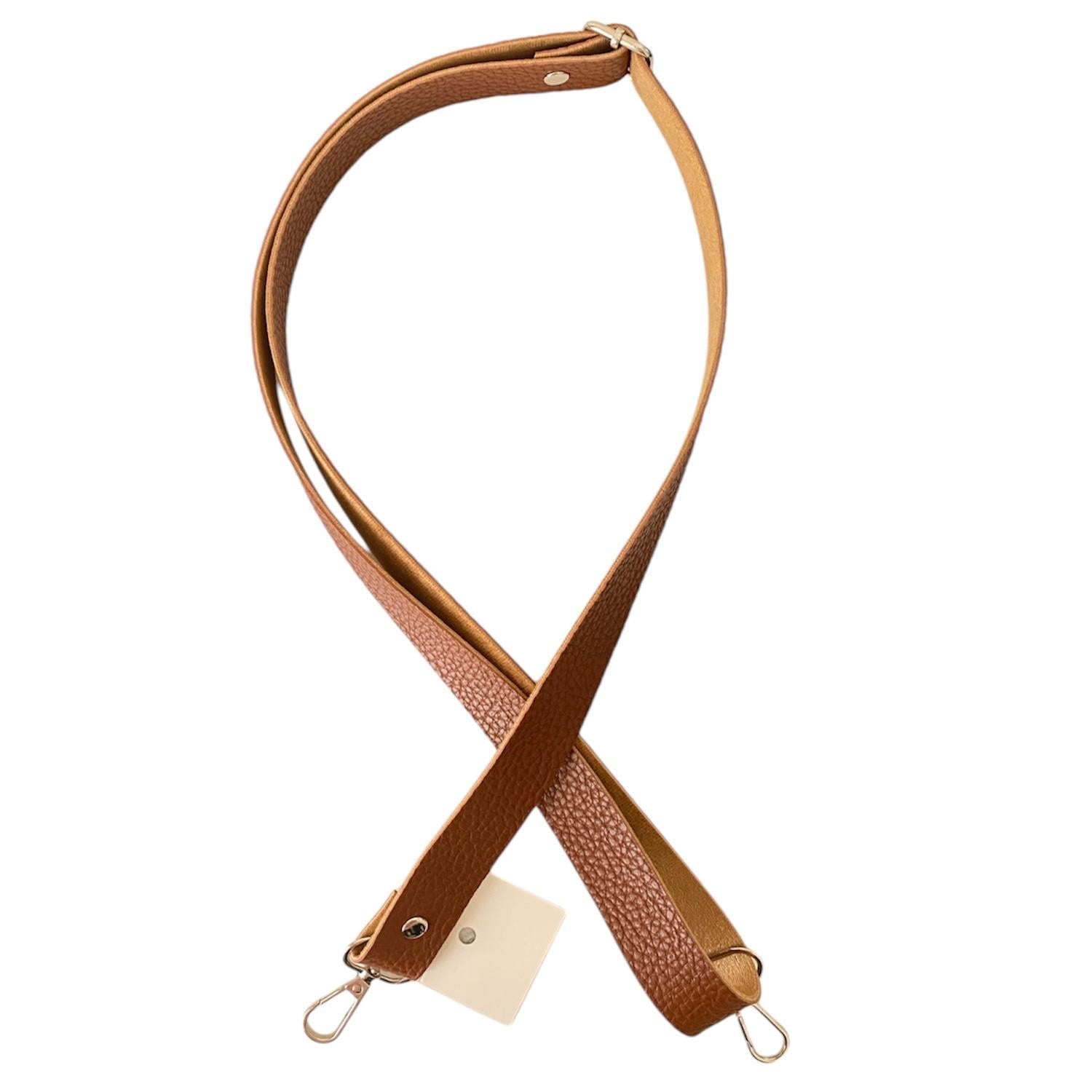 Sürgü Tokalı Çanta Askısı 135 cm* 2.5 Cm Taba Renk Gümüş Kancalı