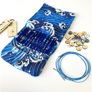 Değiştirilebilir Misina Bağlantılı Şiş Seti 9 Farklı Numara - Mavi Bez Çantalı