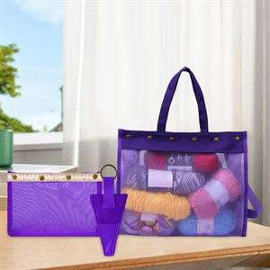 Örgü Çantası, Çok Amaçlı Çanta, Organizer Çanta | Şeffaf Mor LE18