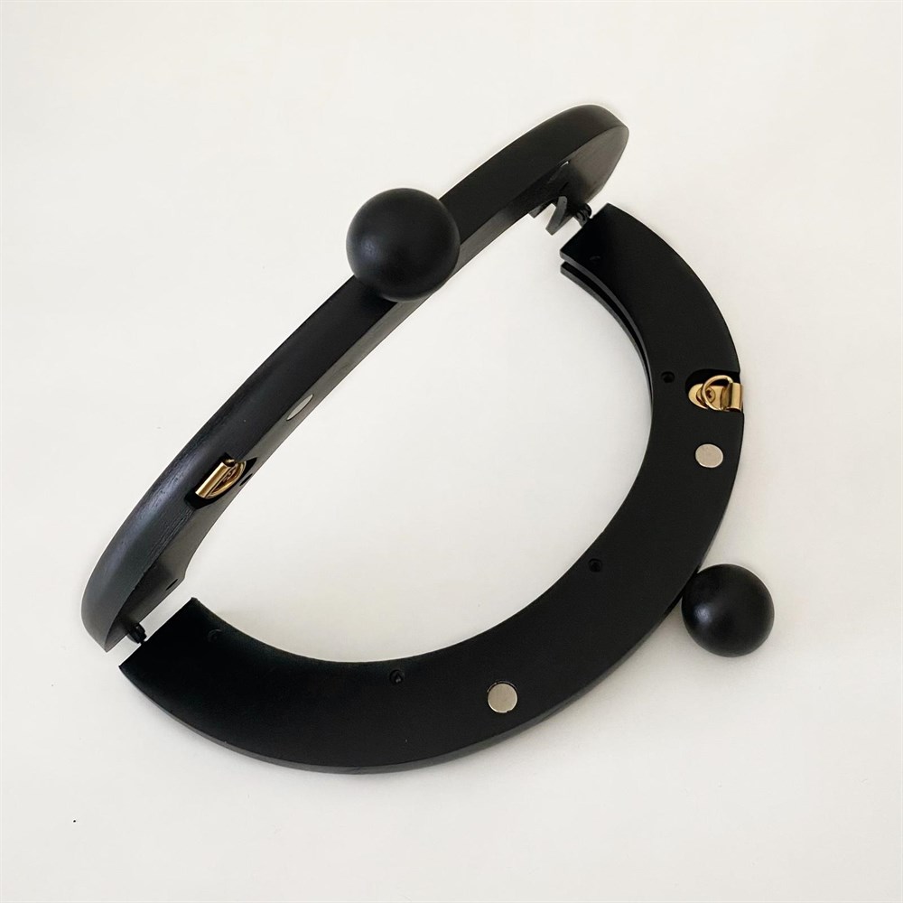 Ahşap Oval Boncuklu Burs 20 Cm Siyah