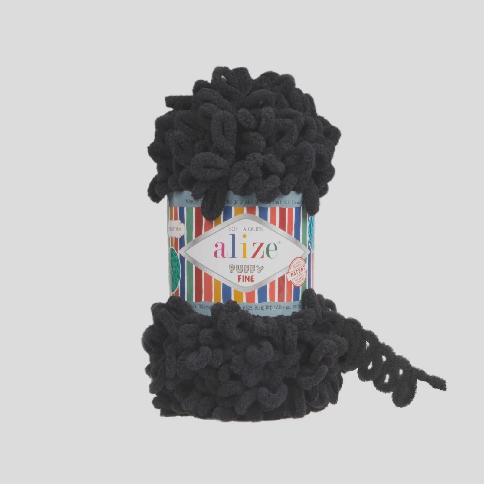 Alize Puffy Fine 1060 MAT SİYAH | Küçük İlmekli