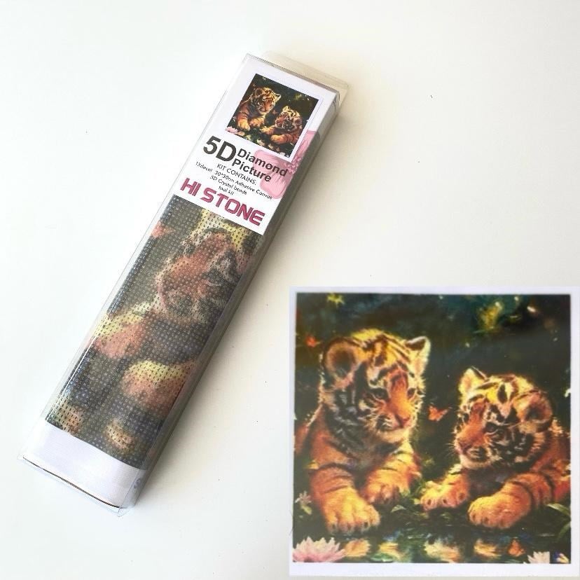 Boncuklu Taşlı Pano Çocuklar İçin Mozaik Elmas Goblen Diamond Tablo 30 X 30 Cm Kaplan Kardeşler