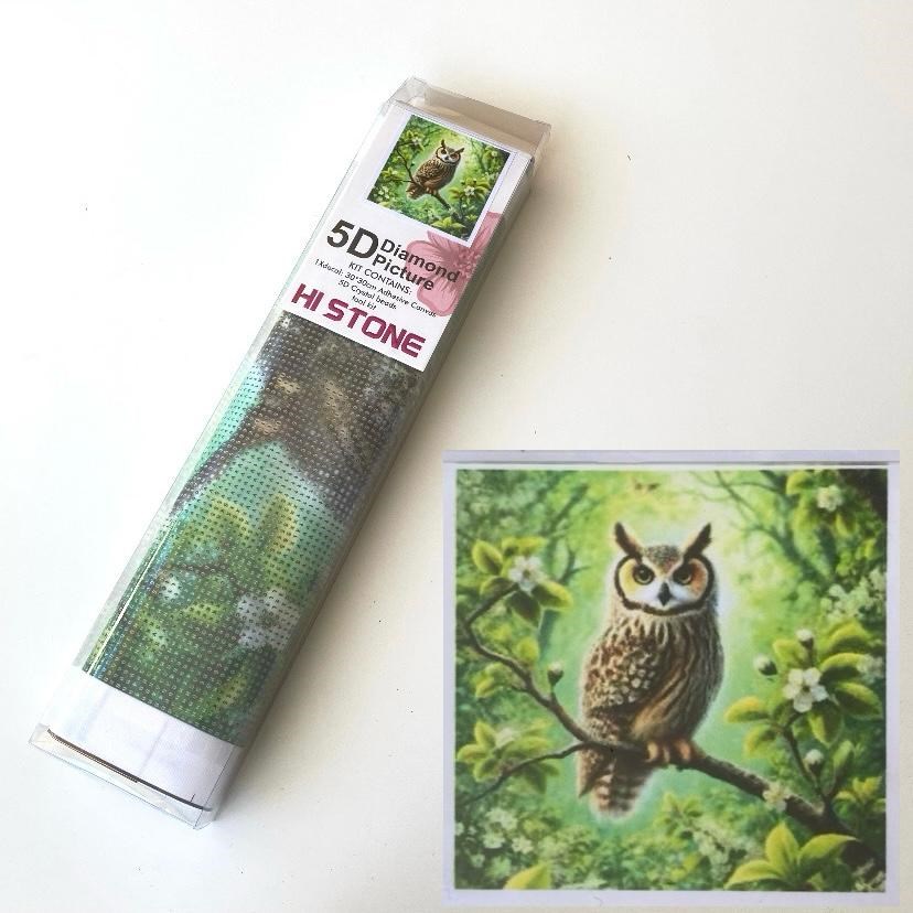 Boncuklu Taşlı Pano Çocuklar İçin Mozaik Elmas Goblen Diamond Tablo 30 X 30 Cm Baykuş