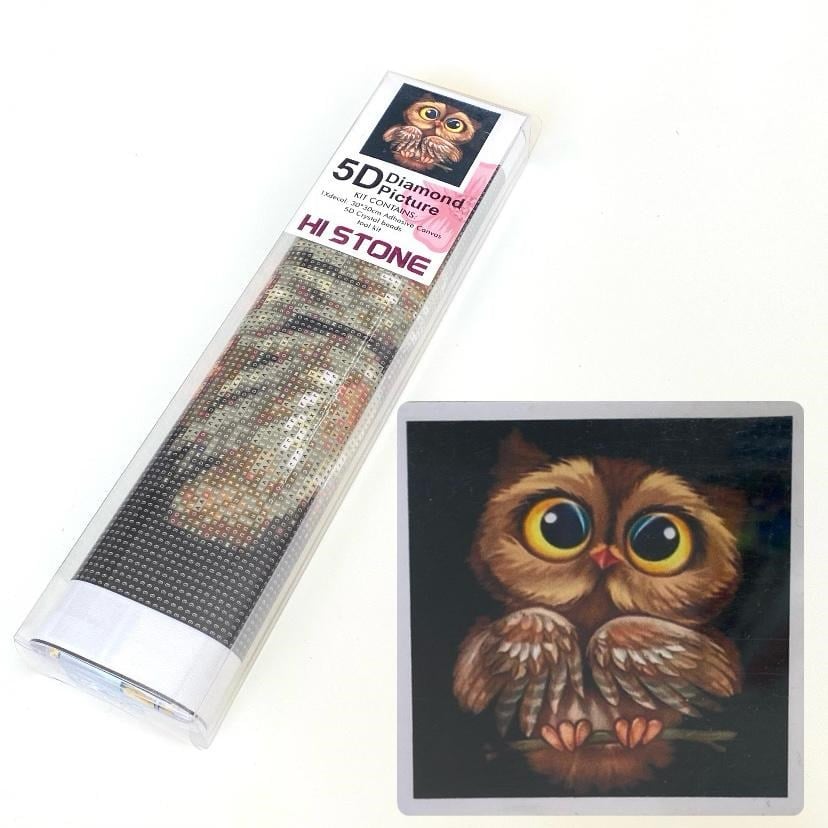 Boncuklu Taşlı Pano Çocuklar İçin Mozaik Elmas Goblen Diamond Tablo 30 X 30 Cm Baykuş