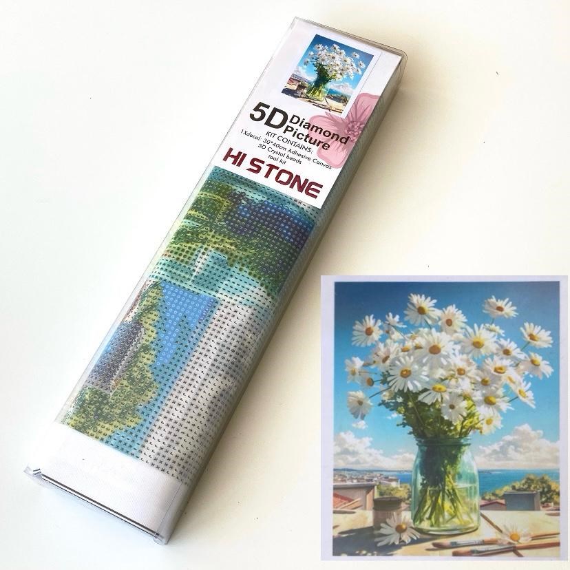 Boncuklu Taşlı Pano Çocuklar İçin Mozaik Elmas Goblen Diamond Tablo 30 X 40 Cm Papatyalar