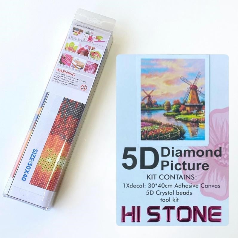 Boncuklu Taşlı Pano Çocuklar İçin Mozaik Elmas Goblen Diamond Tablo 30x 40 Cm Yel Değirmeni
