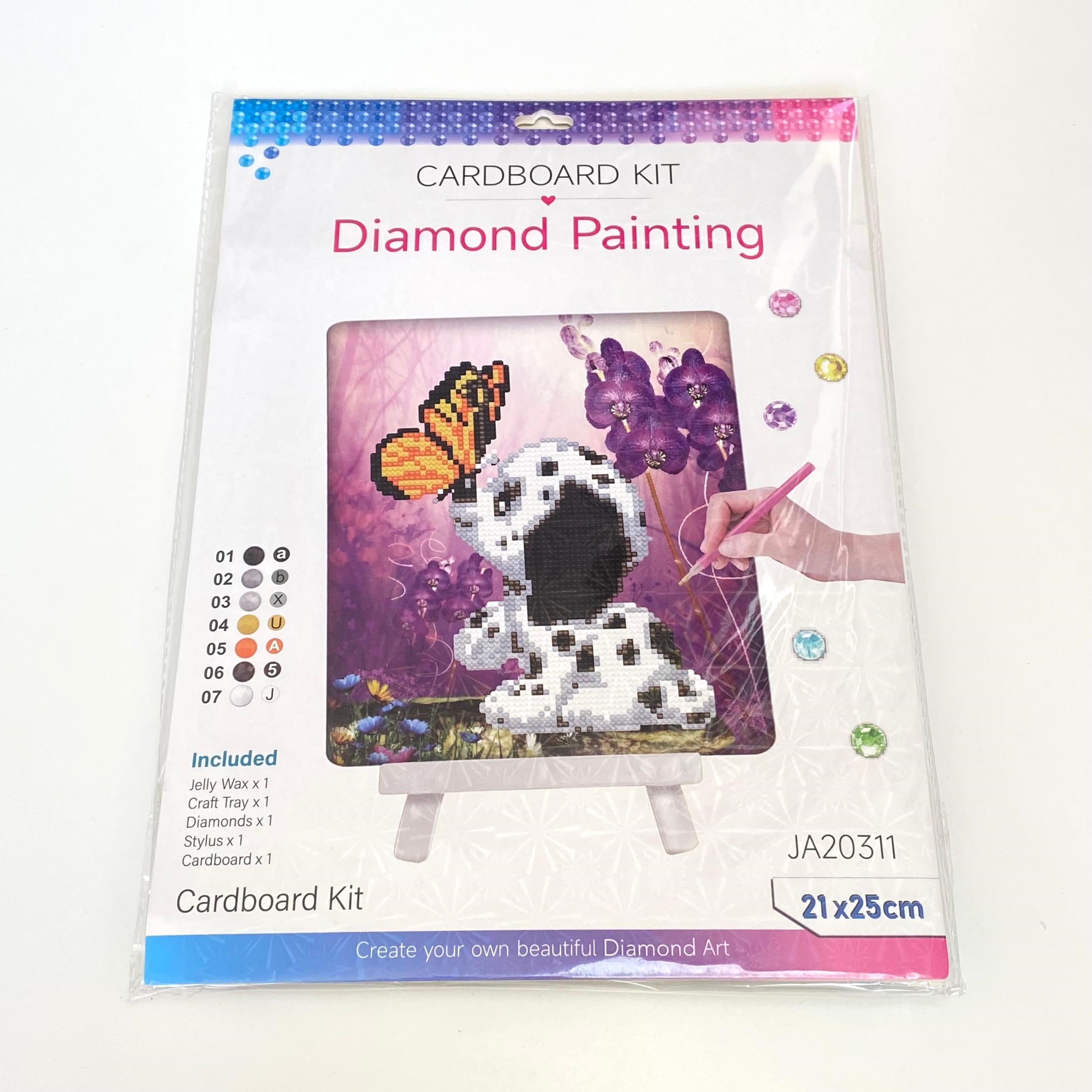 Boncuklu Taşlı Pano Mozaik Elmas Goblen Çocuklar İçin Diamond Tablo 21 x 25 Cm Kelebek Köpek Dostluğu
