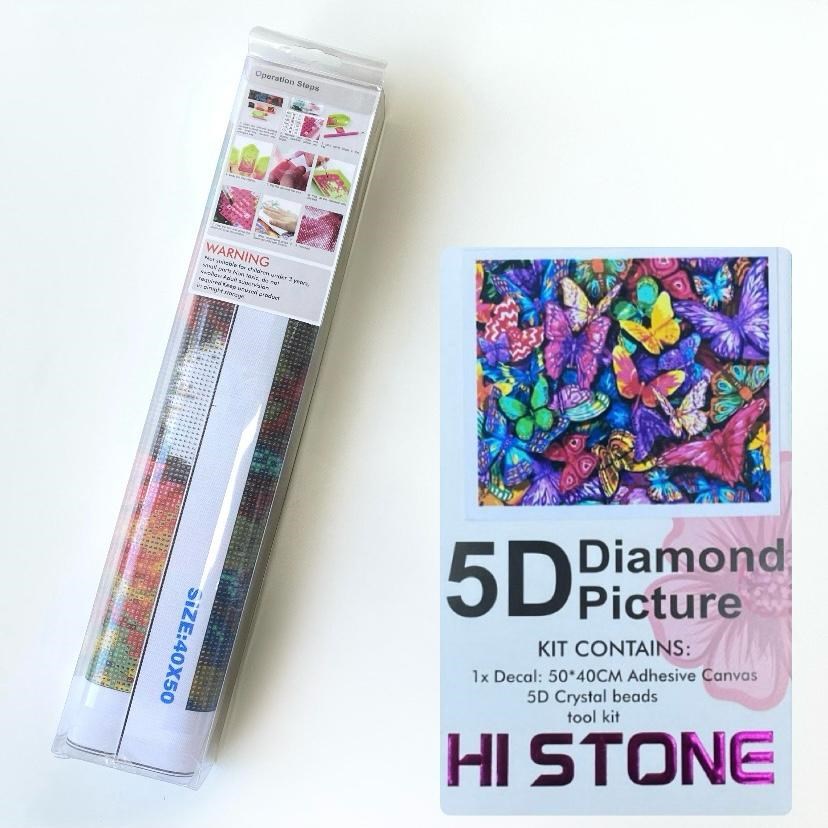 Boncuklu Taşlı Pano Mozaik Elmas Goblen Diamond Tablo 50 X 40 Cm Kelebek Ailesi