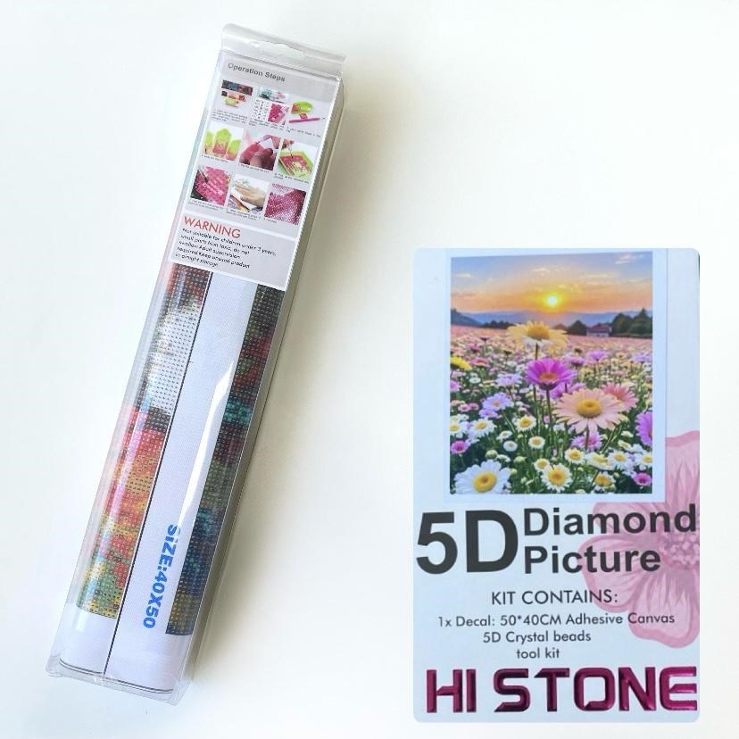 Boncuklu Taşlı Pano Mozaik Elmas Goblen Diamond Tablo 50 X 40 Cm Gün Batımı Papatyalar