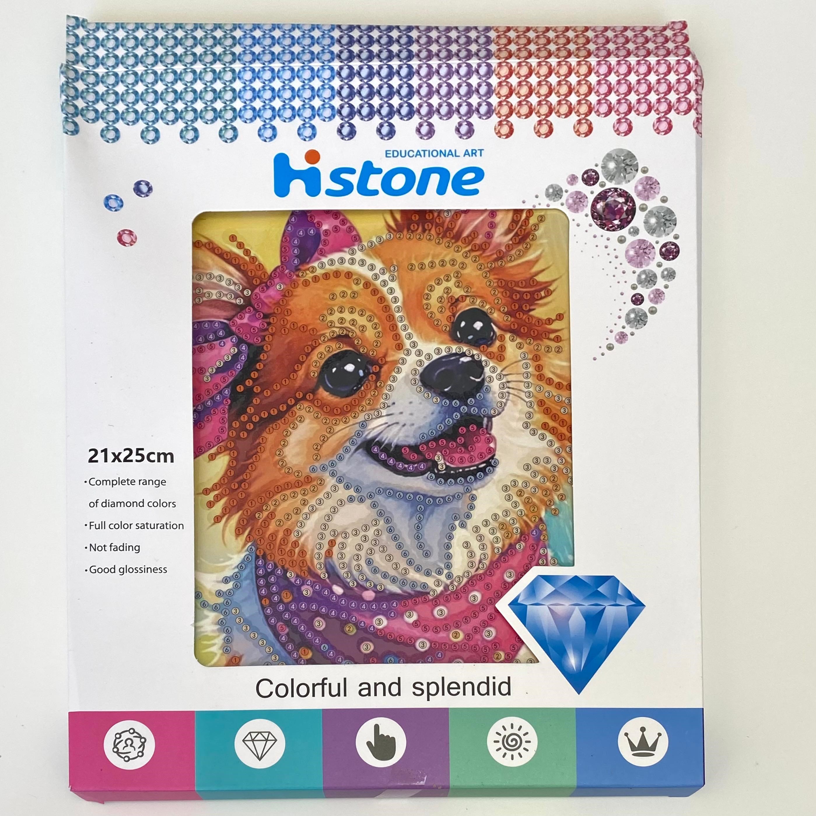 Boncuklu Taşlı Pano Mozaik Elmas Goblen Çocuklar İçin Diamond Tablo 21 x 25 Cm Sempatik Köpek