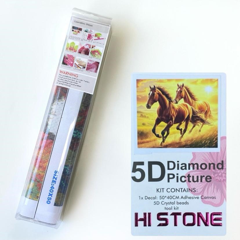 Boncuklu Taşlı Pano Mozaik Elmas Goblen Diamond Tablo 50 X 40 Cm Atların Yolculuğu