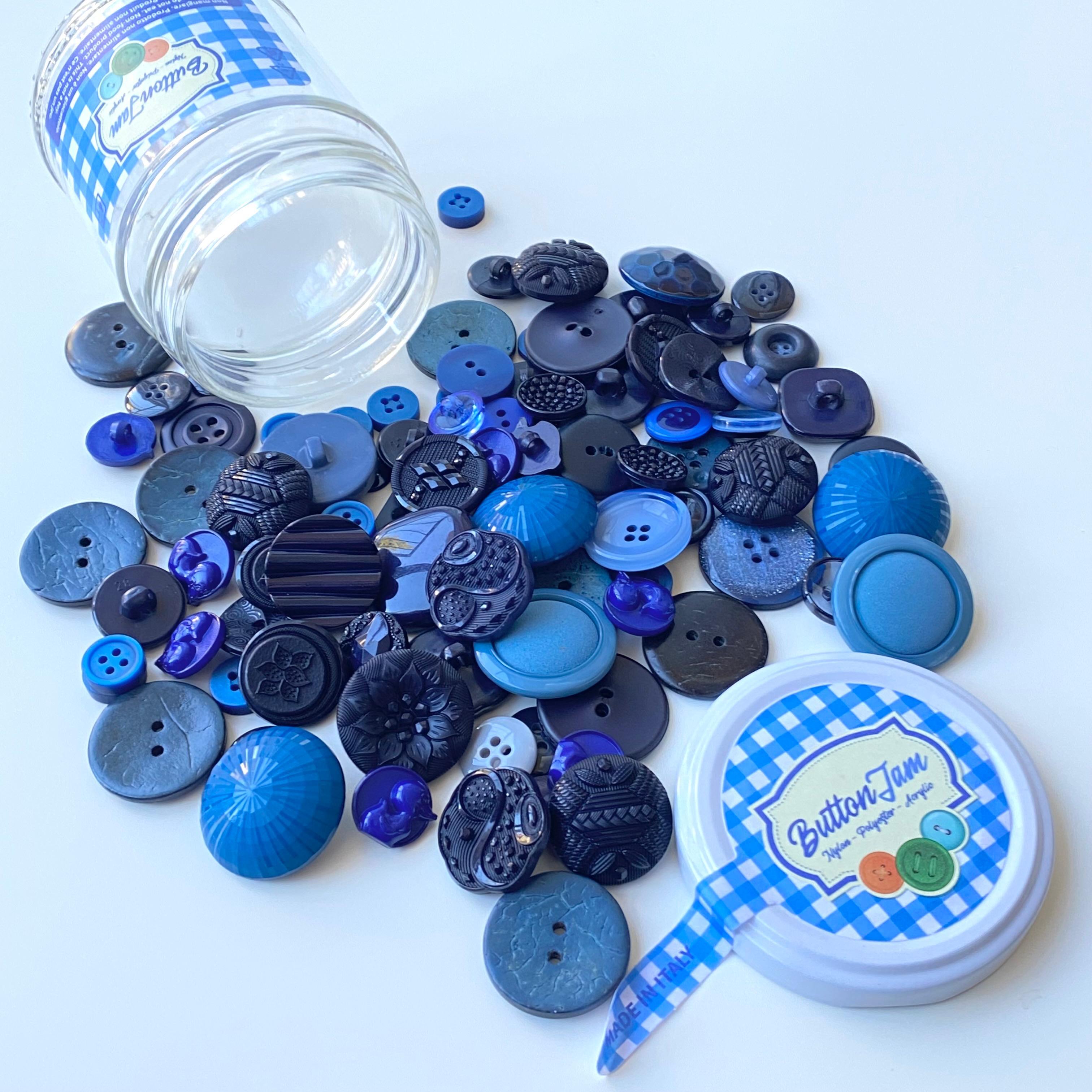 Button Jam Kavanozda Karşık Boy Ve Modellerde İtalyan Aksesuar Düğmesi - Lacivert Karışım