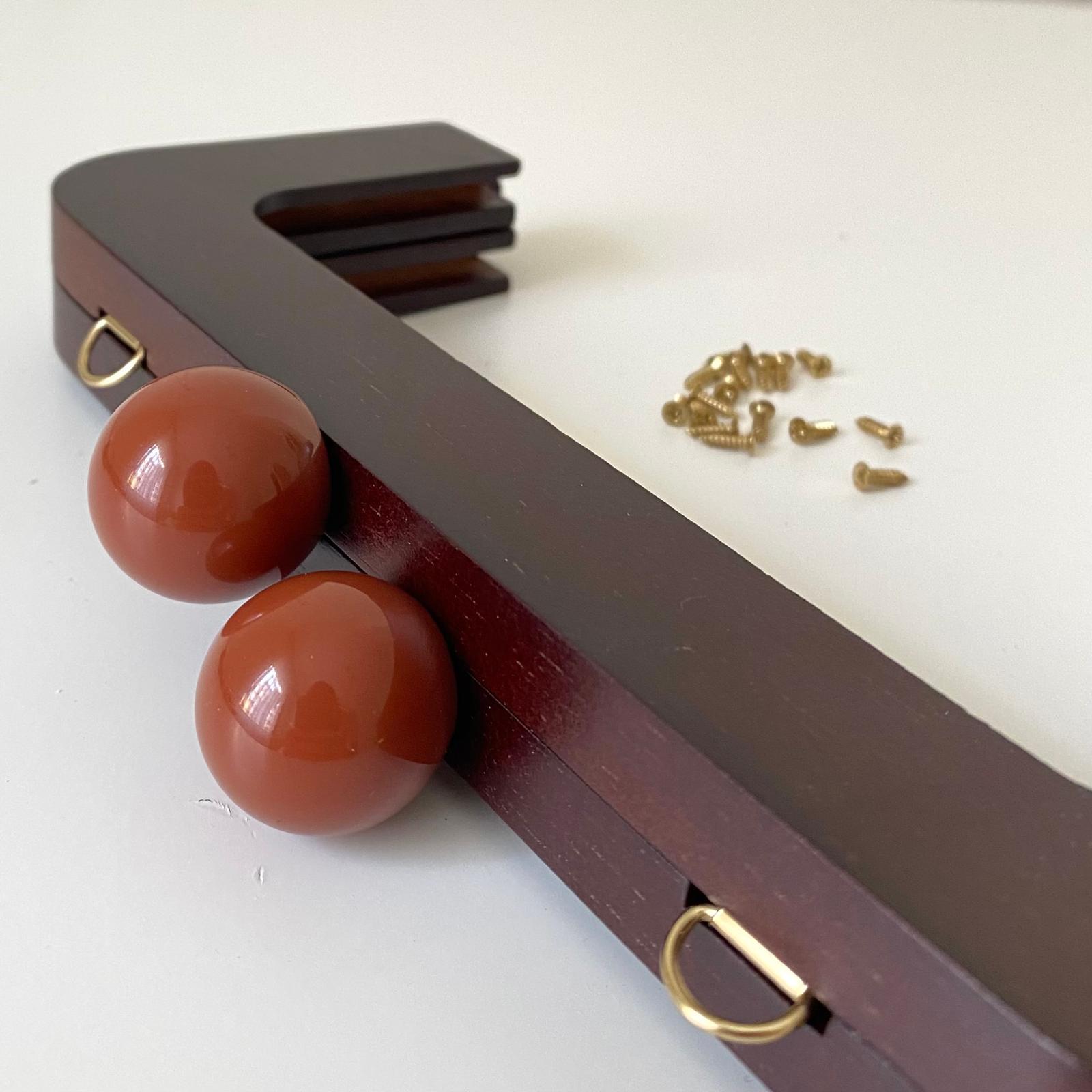 Çanta Bursu Ahşap Köşeli Boncuklu Koyu Kahve 20 Cm  No: 20