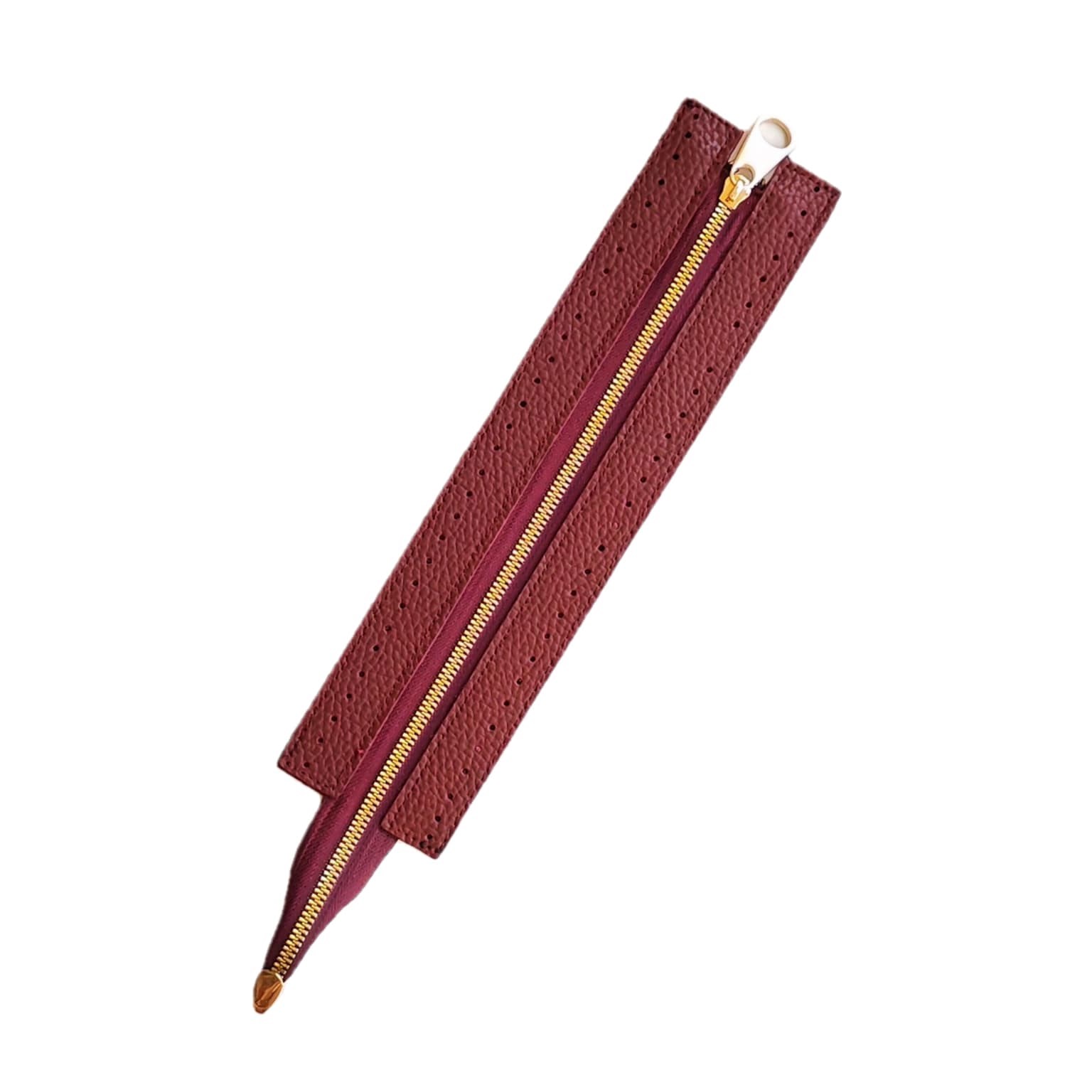 Dikilebilir Çanta Fermuarı Çanta Örgü Malzemesi 6 x 30 Cm Bordo - Altın B Model