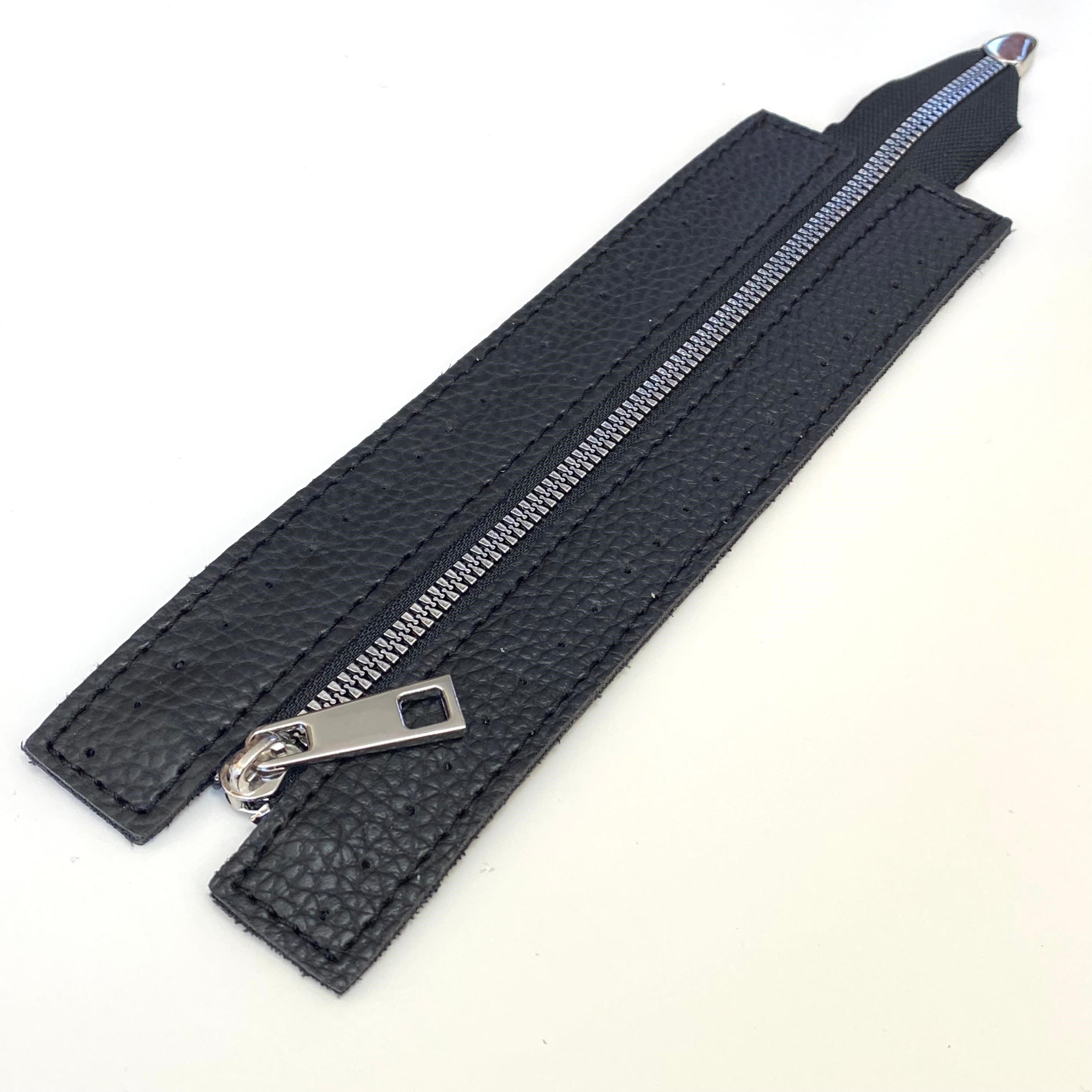 Dikilebilir Çanta Fermuarı Çanta Örgü Malzemesi 6 x 22 Cm Siyah - Gümüş
