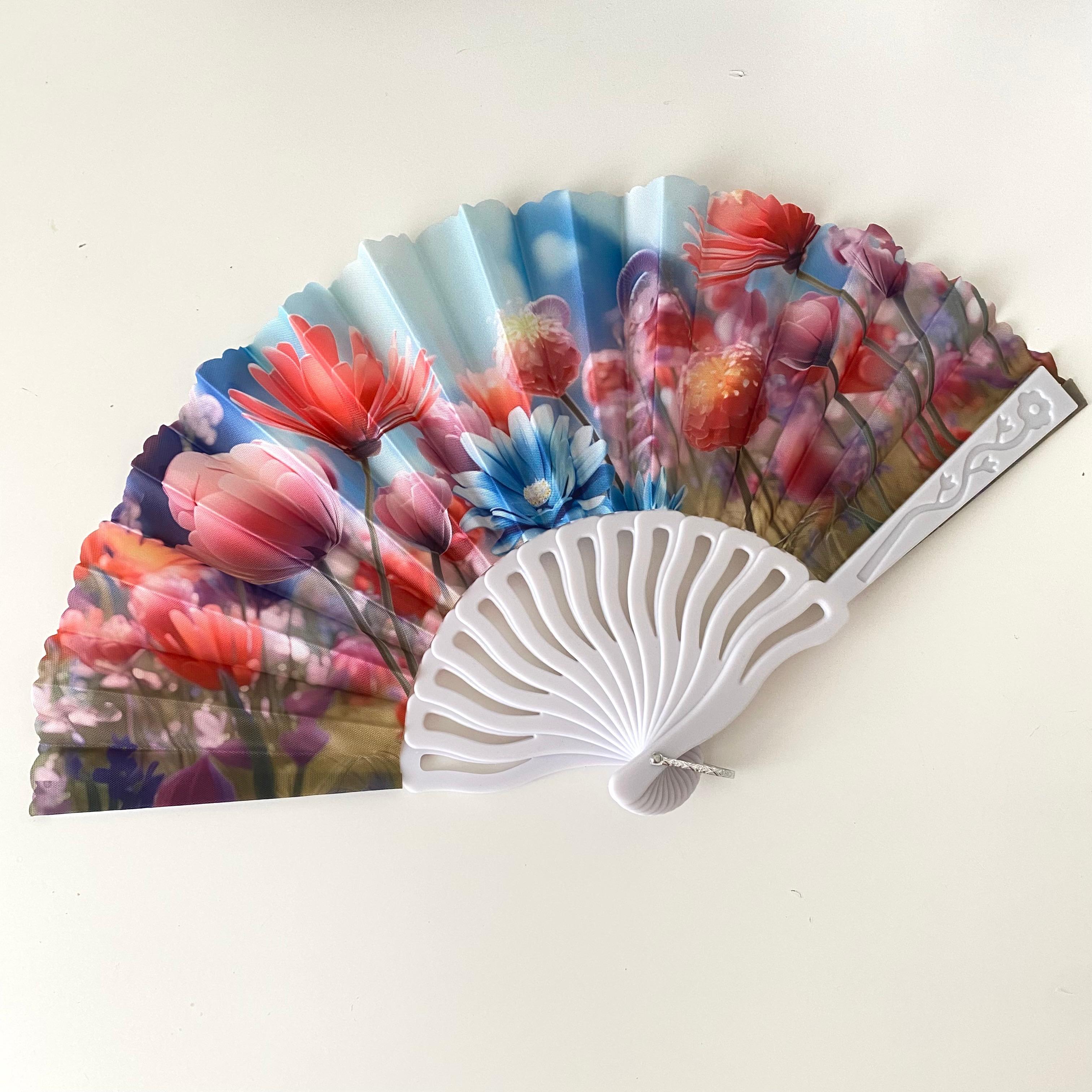 Doğa Ve Çiçek Desenli Yelpaze Model D