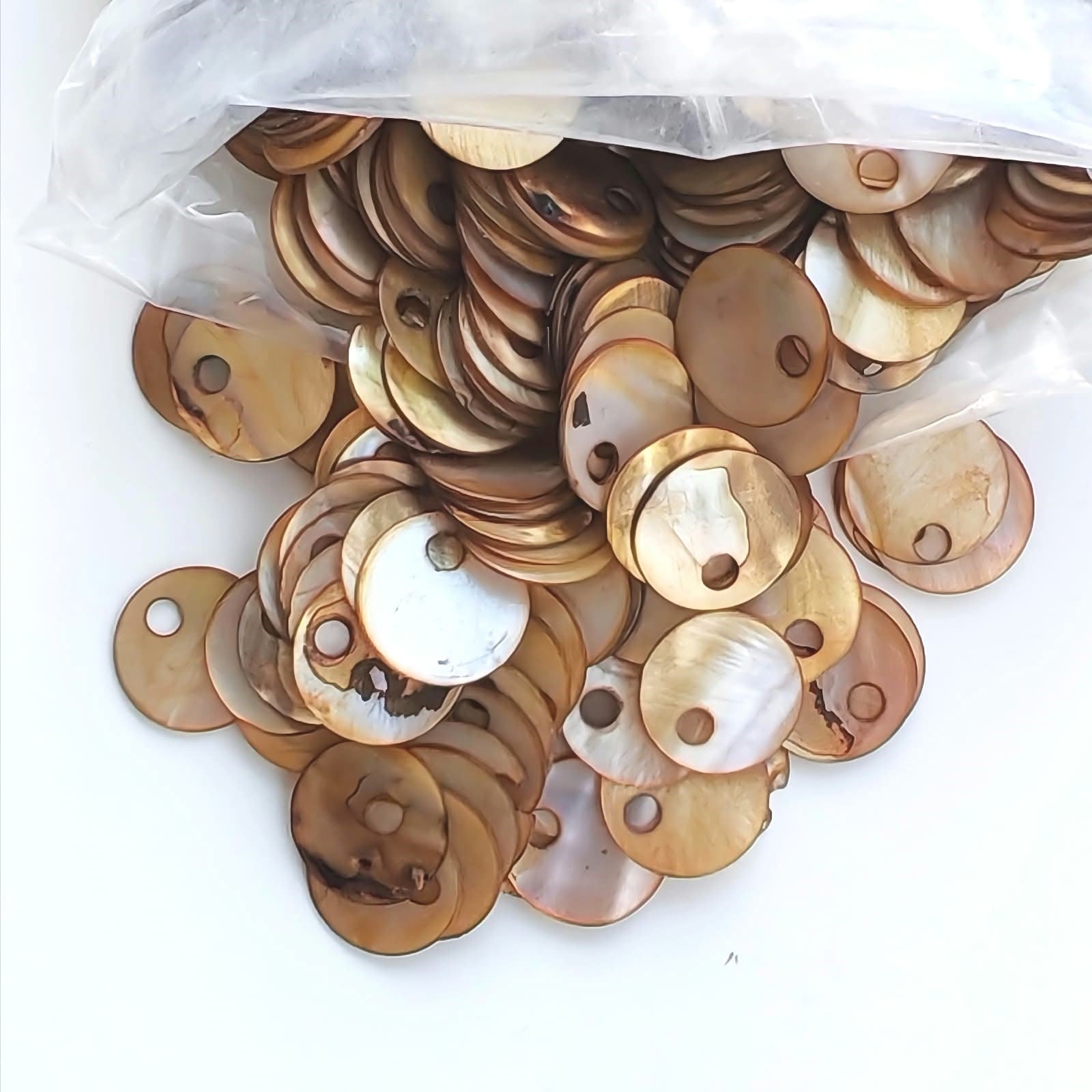 Doğal Sedef Pul Delikli Takı Ve Örgü Pulu 20 Mm Kahve Rengi ( 35 Adet )