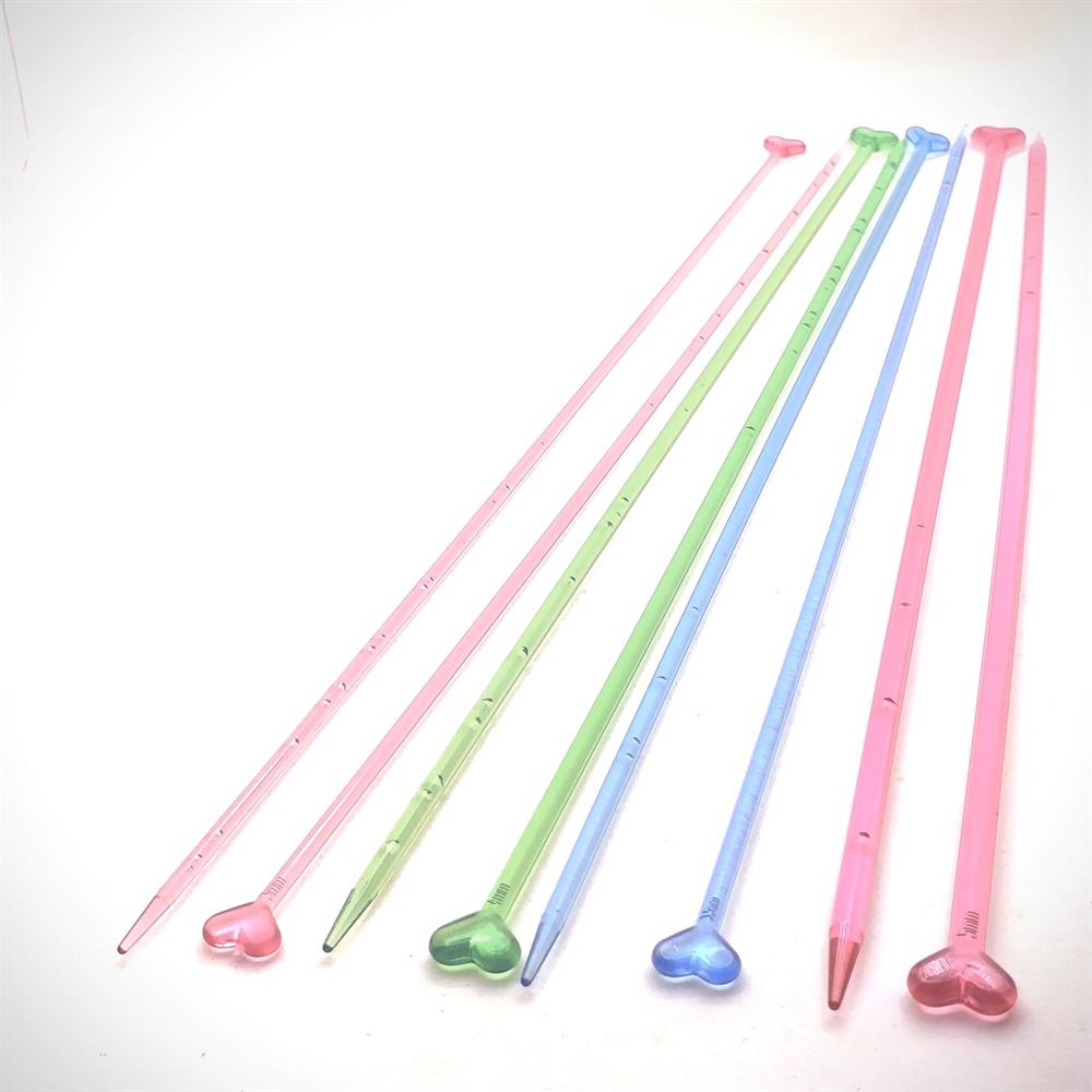 Kartopu Örgü Şiş Seti 4' lü Kalpli Plastik 35 cm | 3,5 - 4 - 5 - 6