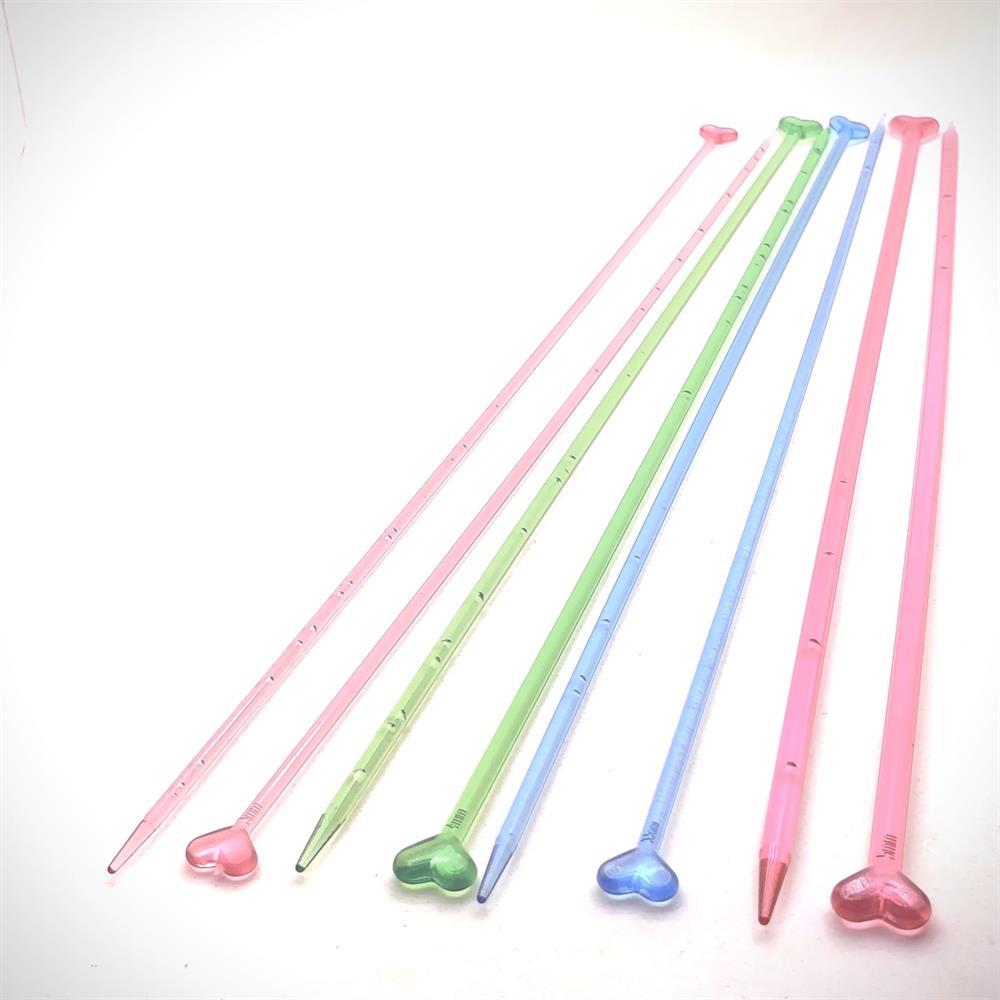 Kartopu Örgü Şiş Seti 4' lü Kalpli Plastik 35 cm | 3,5 - 4 - 5 - 6