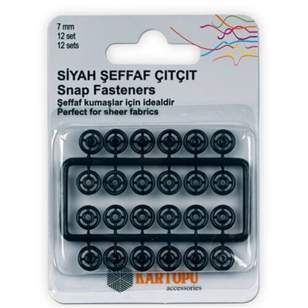 Kartopu Siyah Şeffaf Çıtçıt 