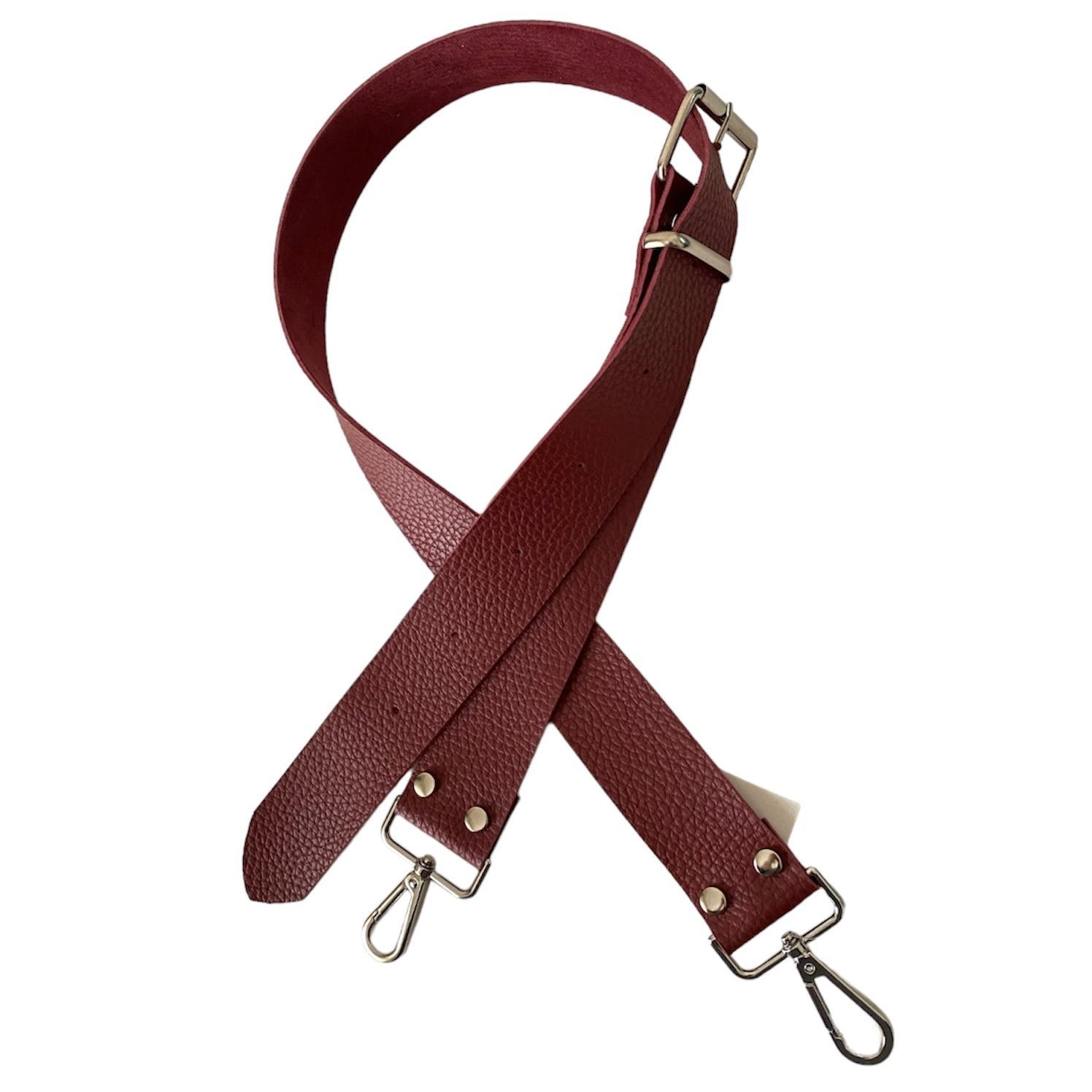 Kemer Tokalı Ayarlanabilir Çanta Askısı 130 cm* 4 Cm Bordo Renk Gümüş Kancalı