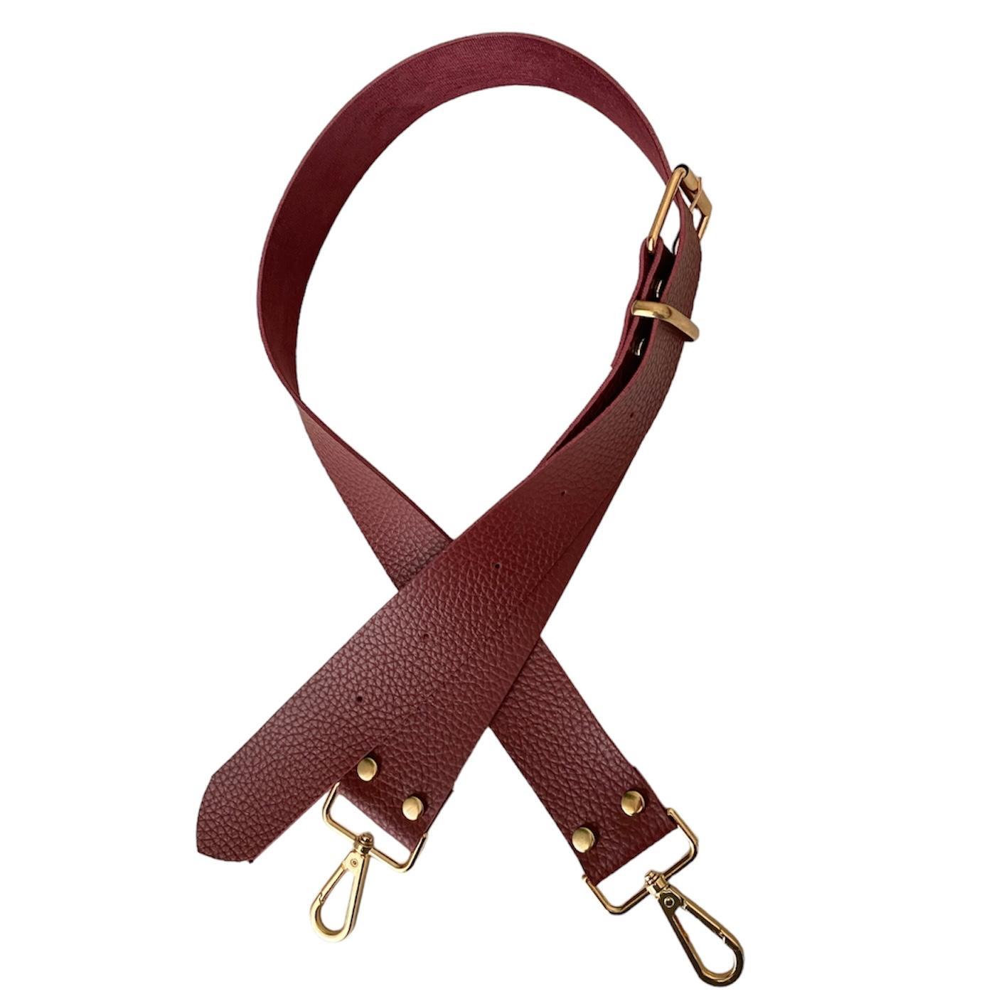 Kemer Tokalı Ayarlanabilir Çanta Askısı 130 cm* 4 Cm Bordo Renk Altın Kancalı