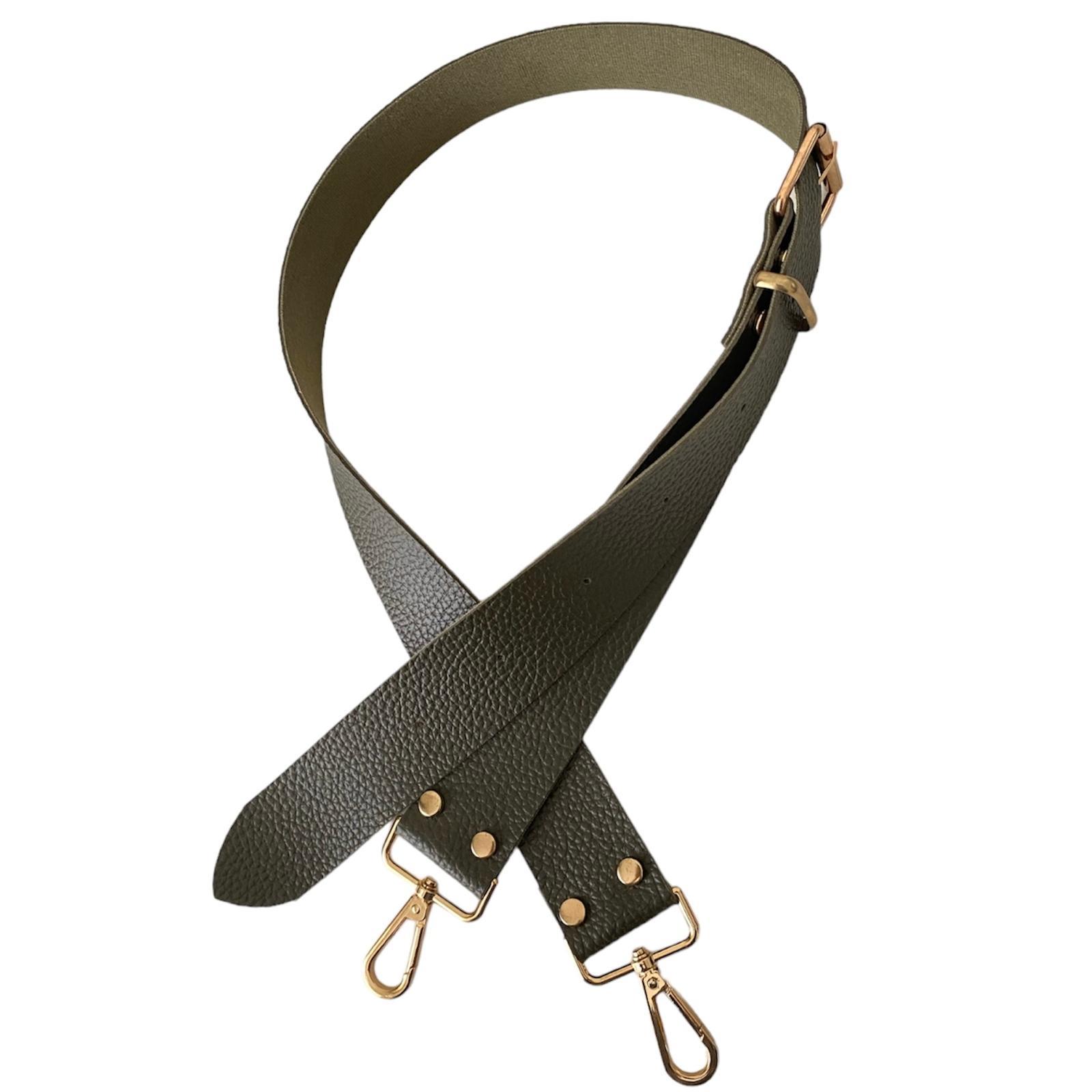 Kemer Tokalı Ayarlanabilir Çanta Askısı 130 cm* 4 Cm Haki Renk Altın Kancalı