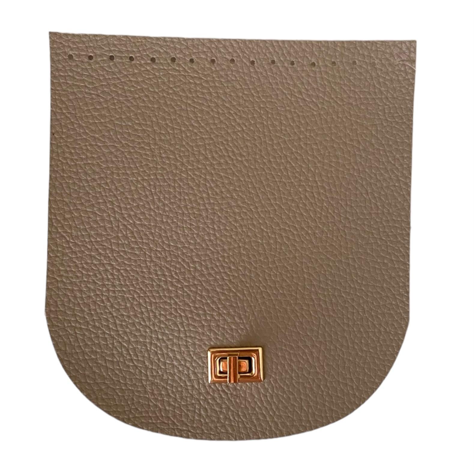 Kilitli Çanta Kapağı 18x 20 Cm Taş Renk Altın Klips