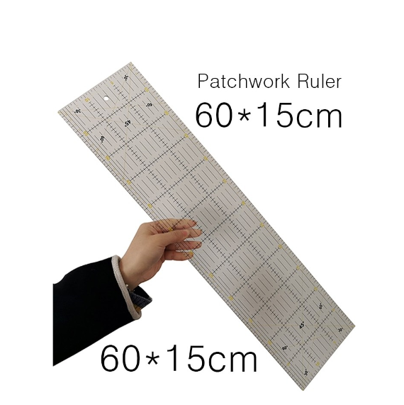 Kırkyama - Patchwork - Dikiş - Nakış Cetveli Şeffaf 15x60 Cm