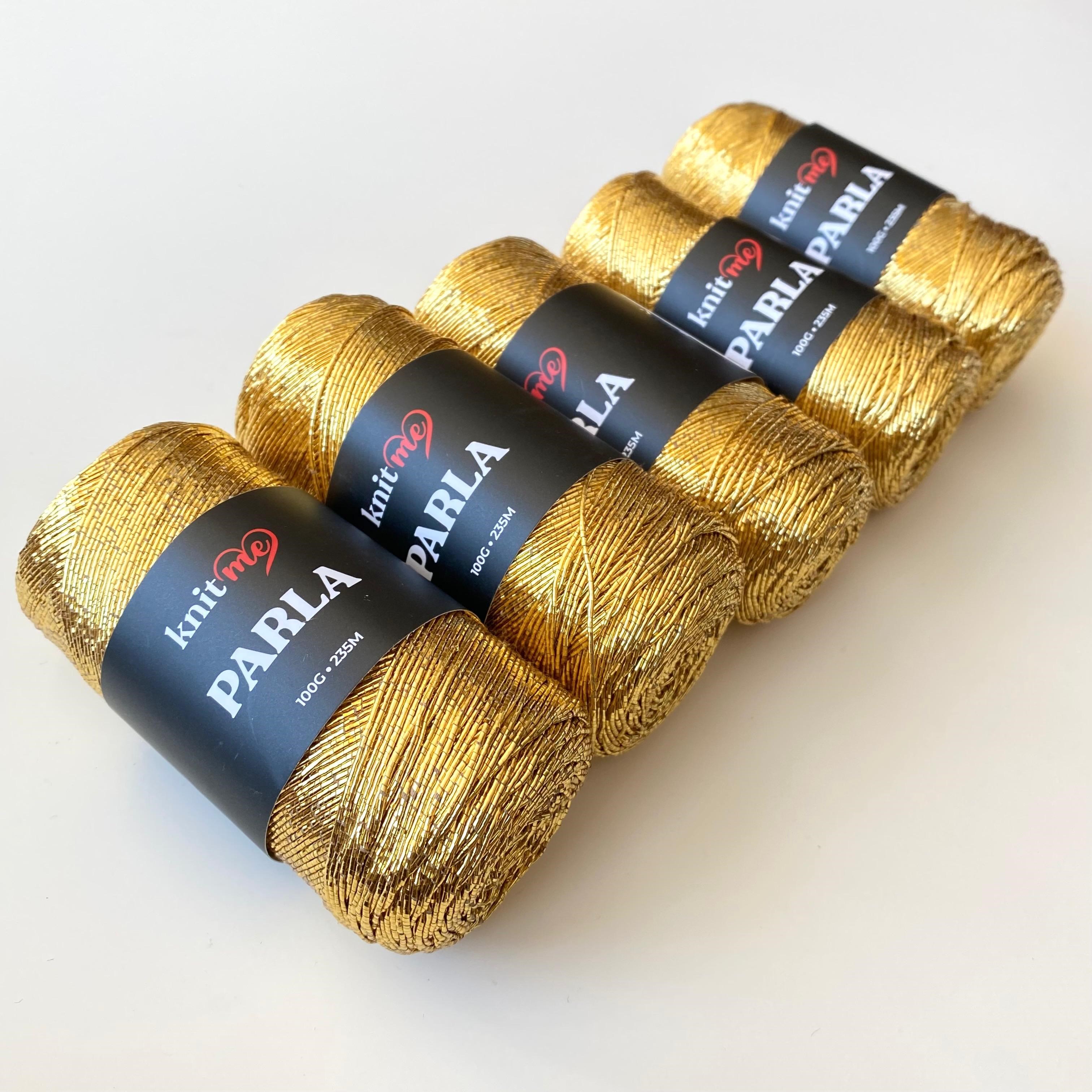 Knitme Parla Altın Simli Çanta ve Aksesuar Örgü İpliği 5 Adet