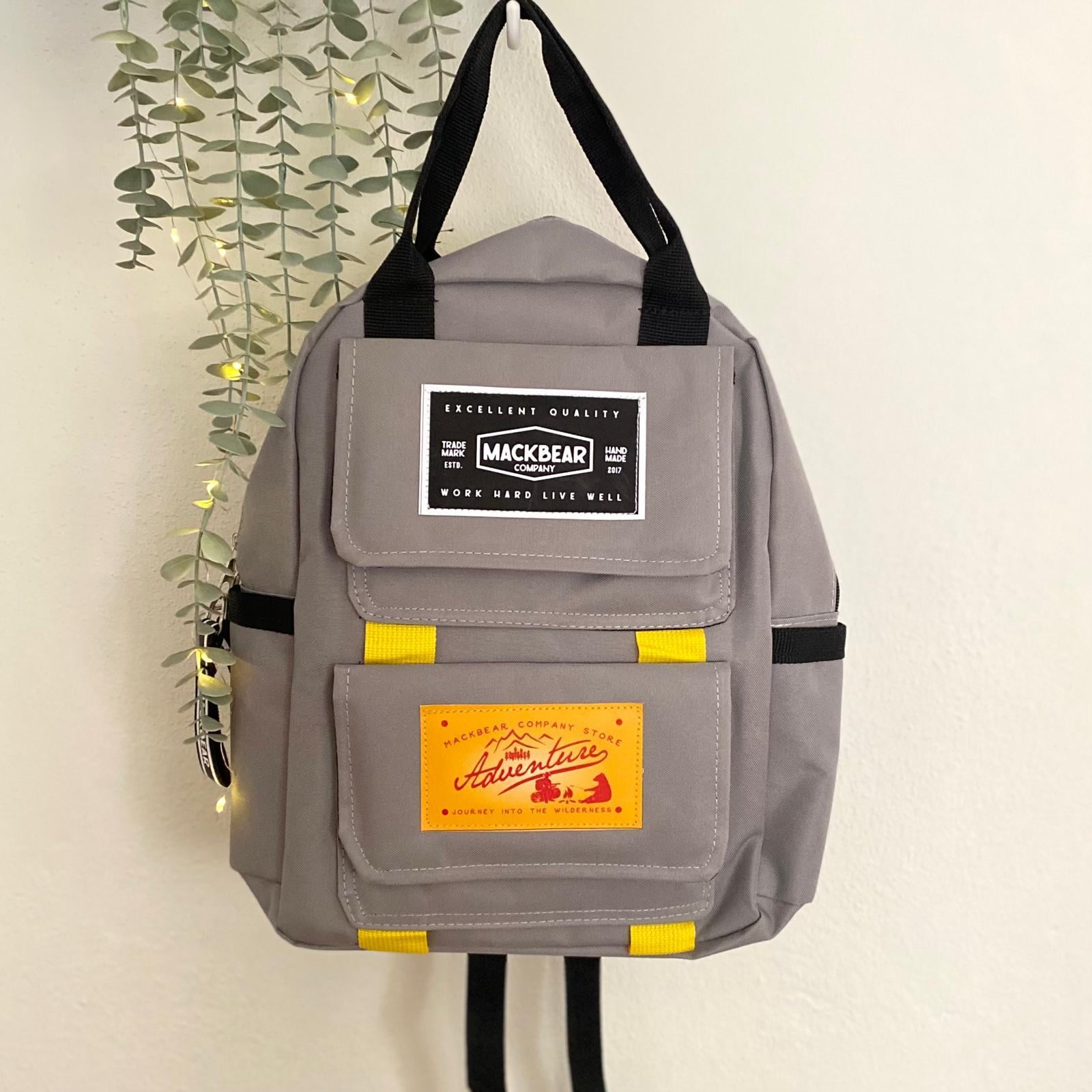 Mackbear Coffee Co. Unisex Sırt Çantası | Logolu Açık Gri Sırt Çantası 