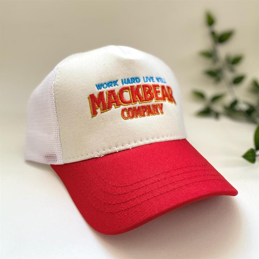 Mackbear Coffee Co. Unisex Şapka | Logolu Kırmızı Krem Renkli Şapka