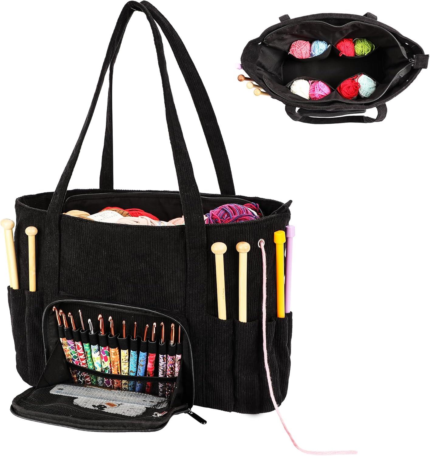 Örgü Çantası, Çok Amaçlı El Çantası, Organizer Siyah Kadife Çanta Le54